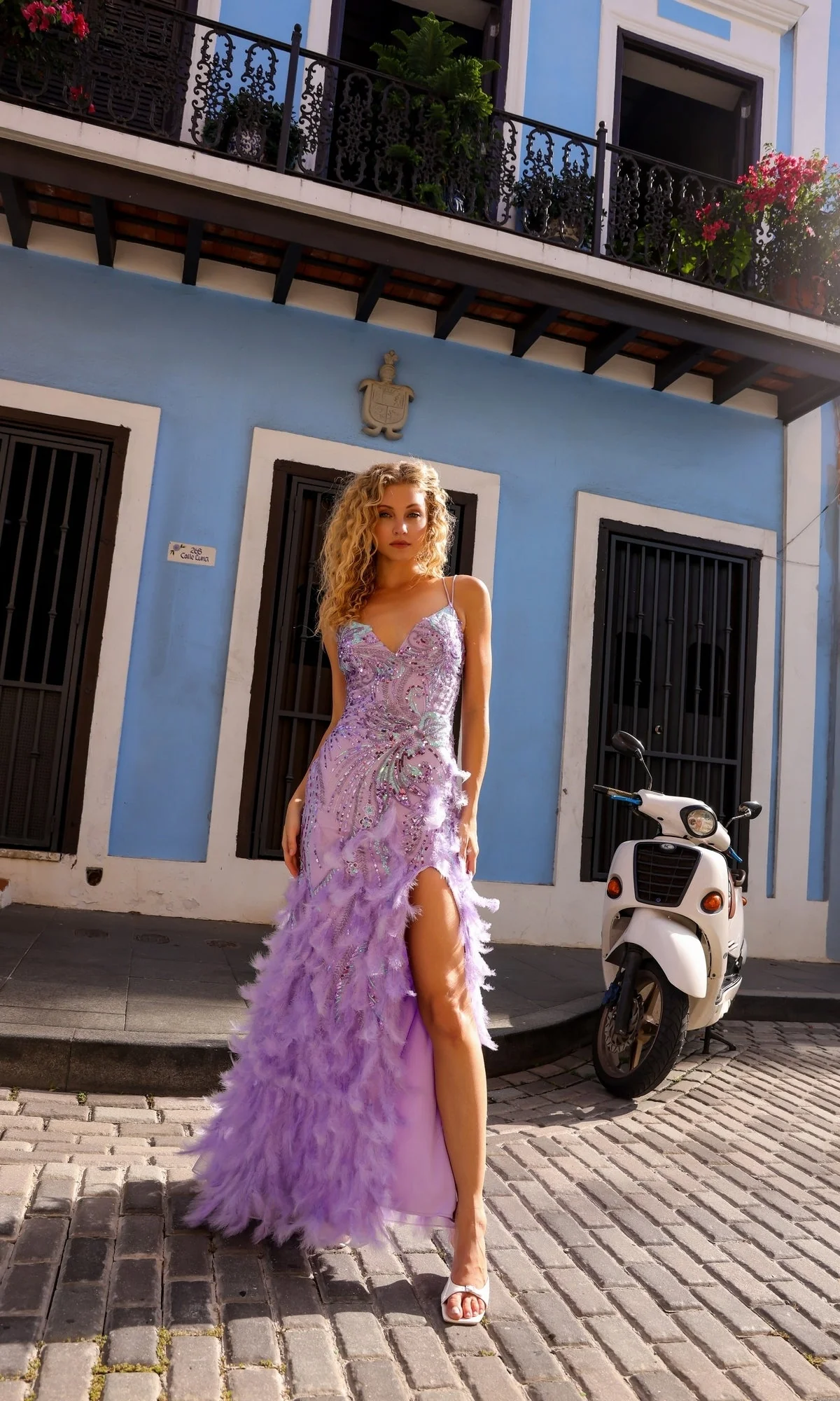 Nox Anabel C1413 Feather and Sequin Prom Dress - Image 11