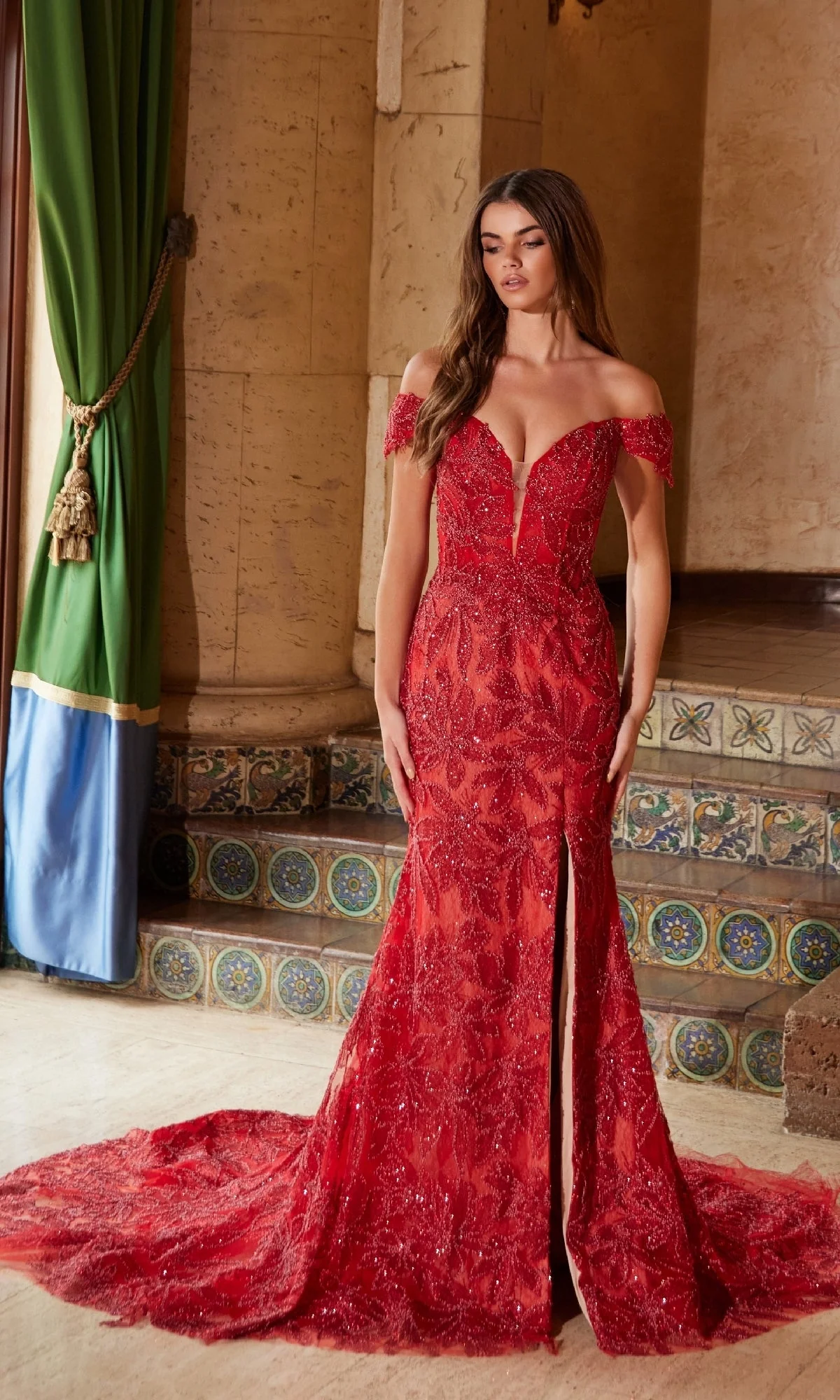 Nox Anabel C1600 Stunning Lace-Up Beaded Prom Gown - Image 10