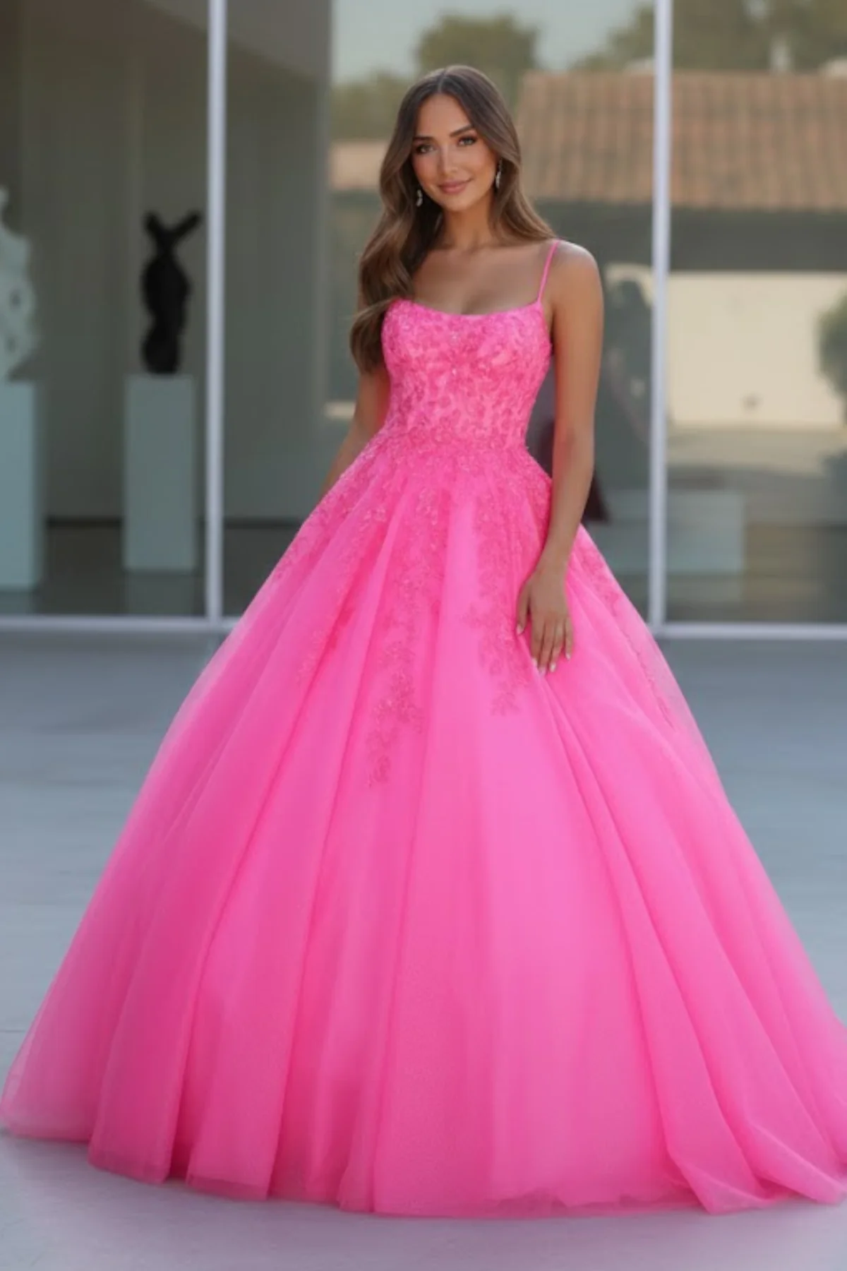 Nox Anabel H1464 Spaghetti Straps Quince Dress Embellished Long Prom Ball Gown - Image 3