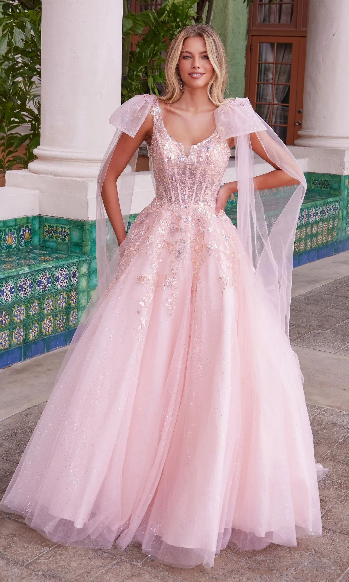 Nox Anabel H1680 Long Prom Dress with Shoulder Bows - Image 6