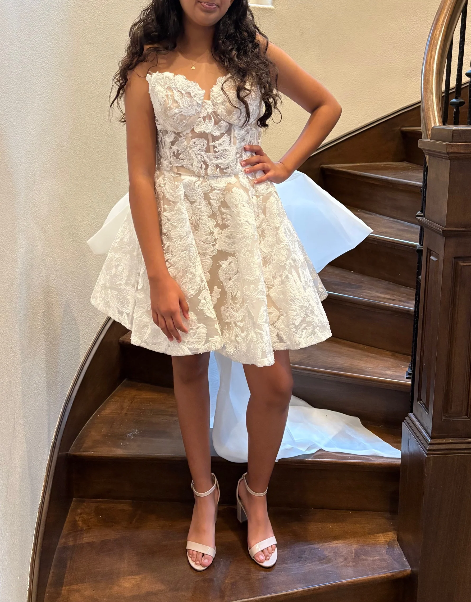 Nox Anabel JQ1017 Strapless Short Lace Prom Dress - Image 9