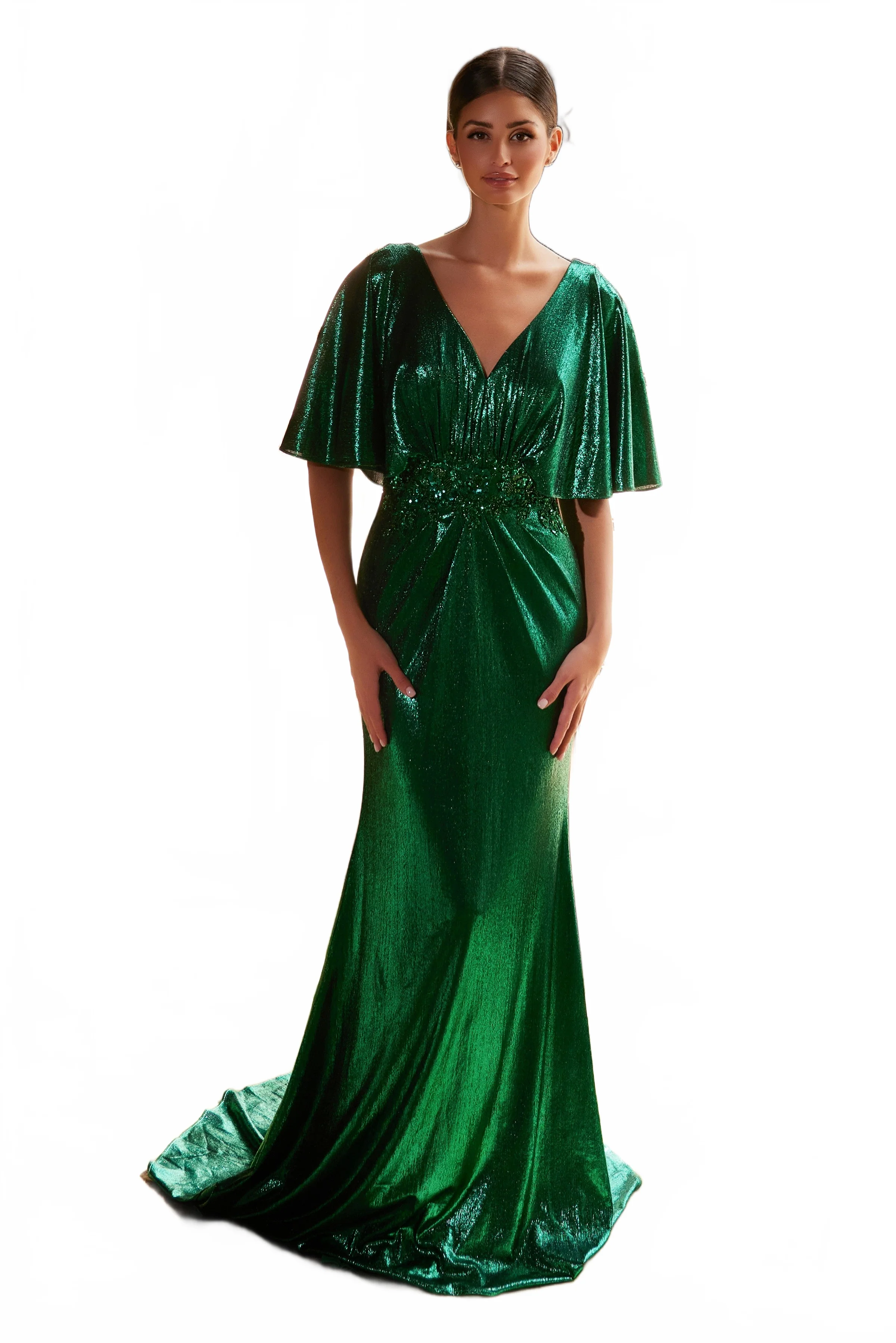 Nox Anabel MD130 Elegant Metallic Short Sleeve Gown - Image 11