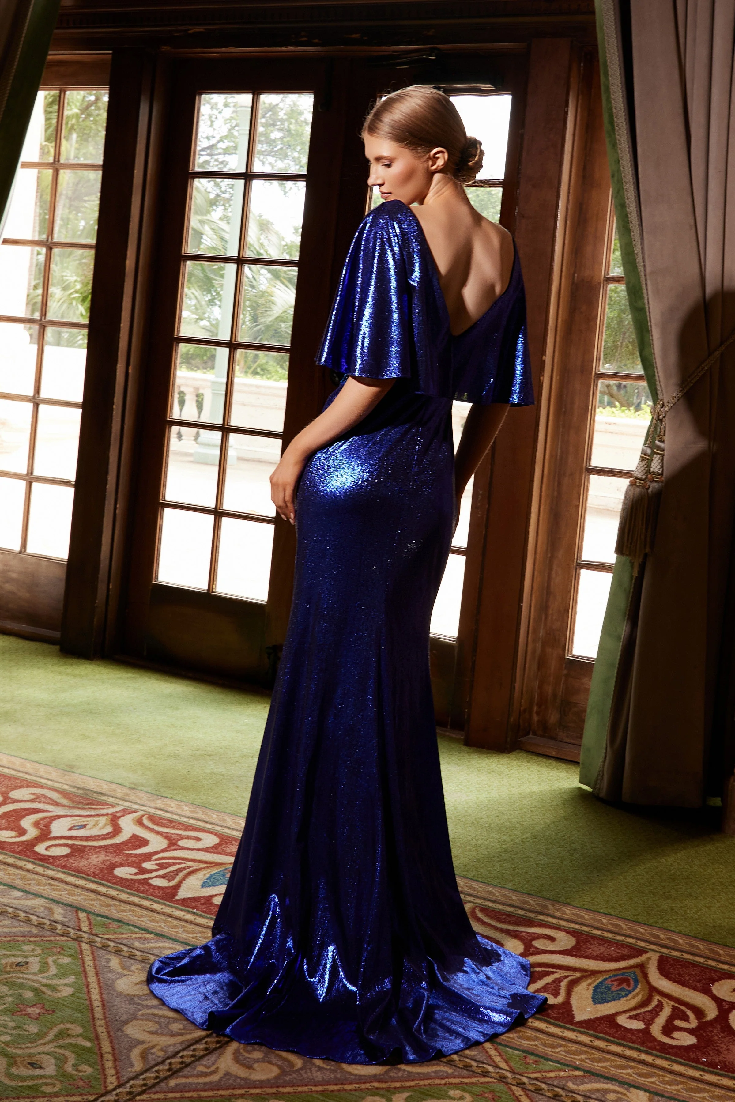 Nox Anabel MD130 Elegant Metallic Short Sleeve Gown - Image 8