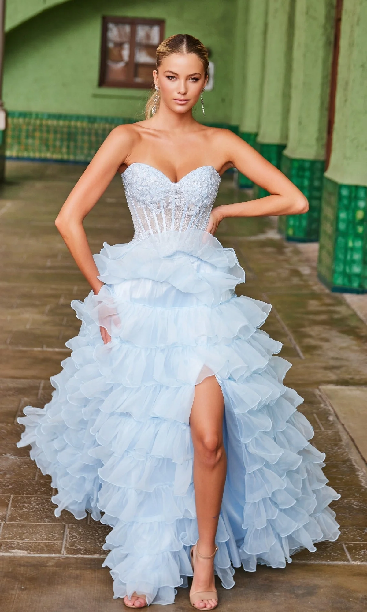 Nox Anabel R1688 Strapless Ruffled Prom Ball Gown - Image 11