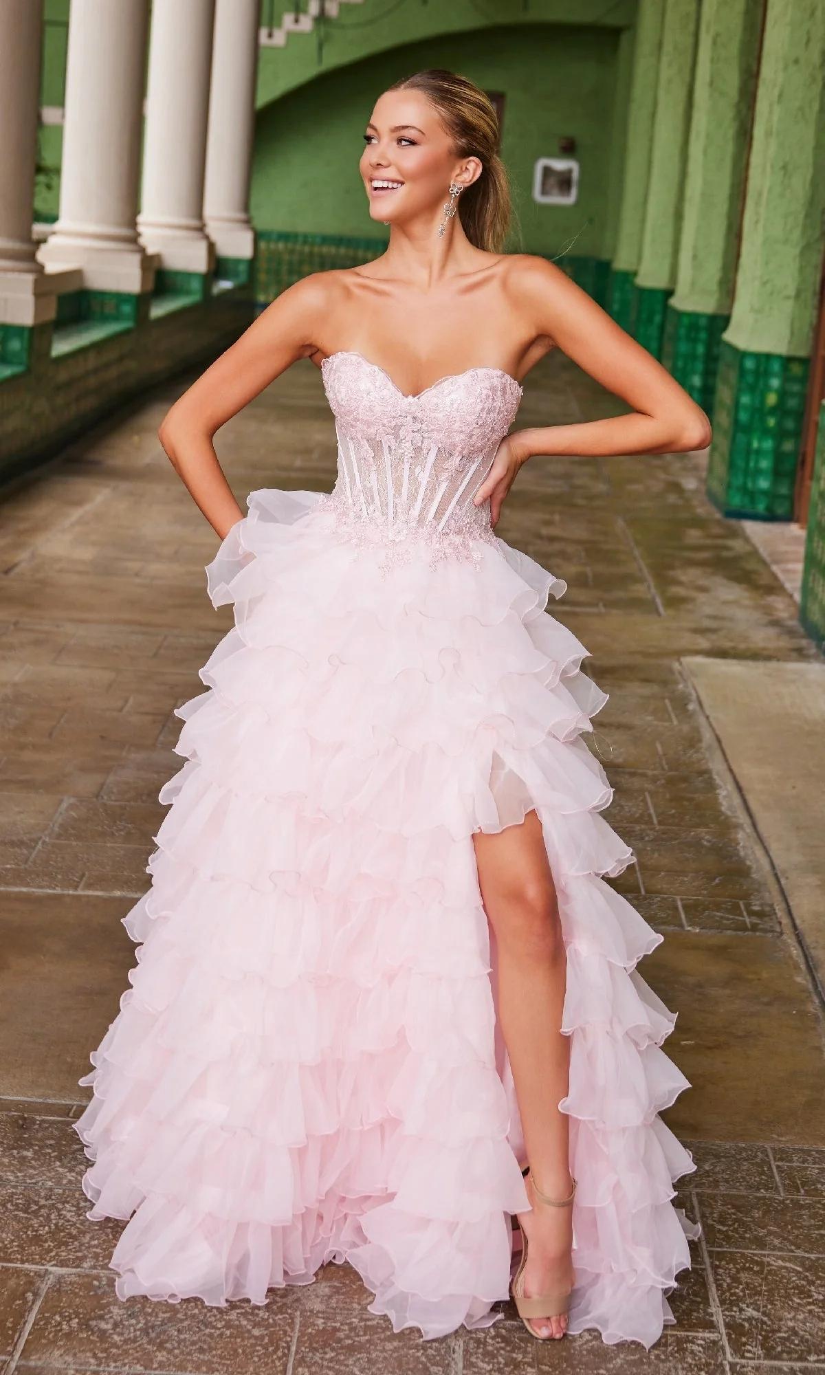 Nox Anabel R1688 Strapless Ruffled Prom Ball Gown - Image 12