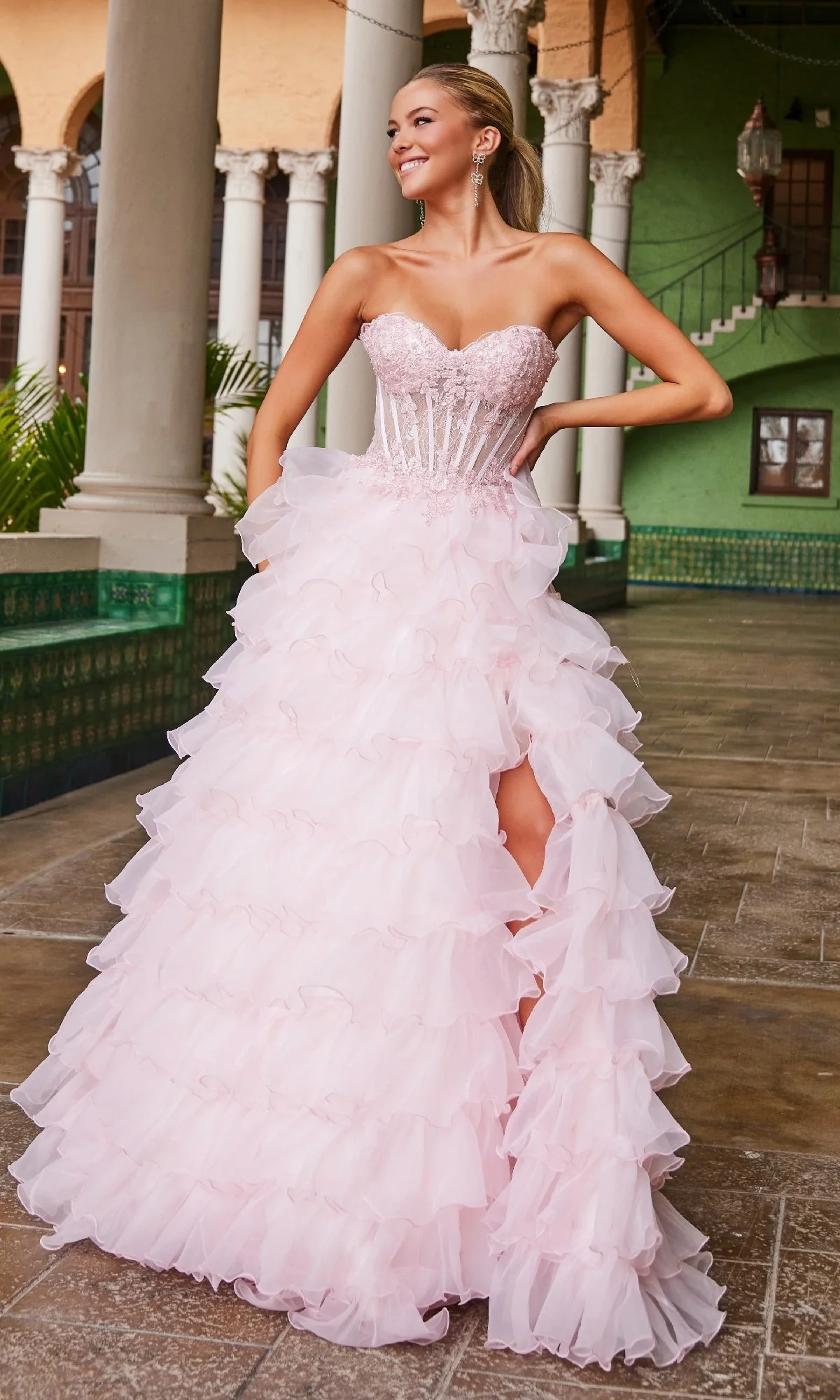 Nox Anabel R1688 Strapless Ruffled Prom Ball Gown - Image 15