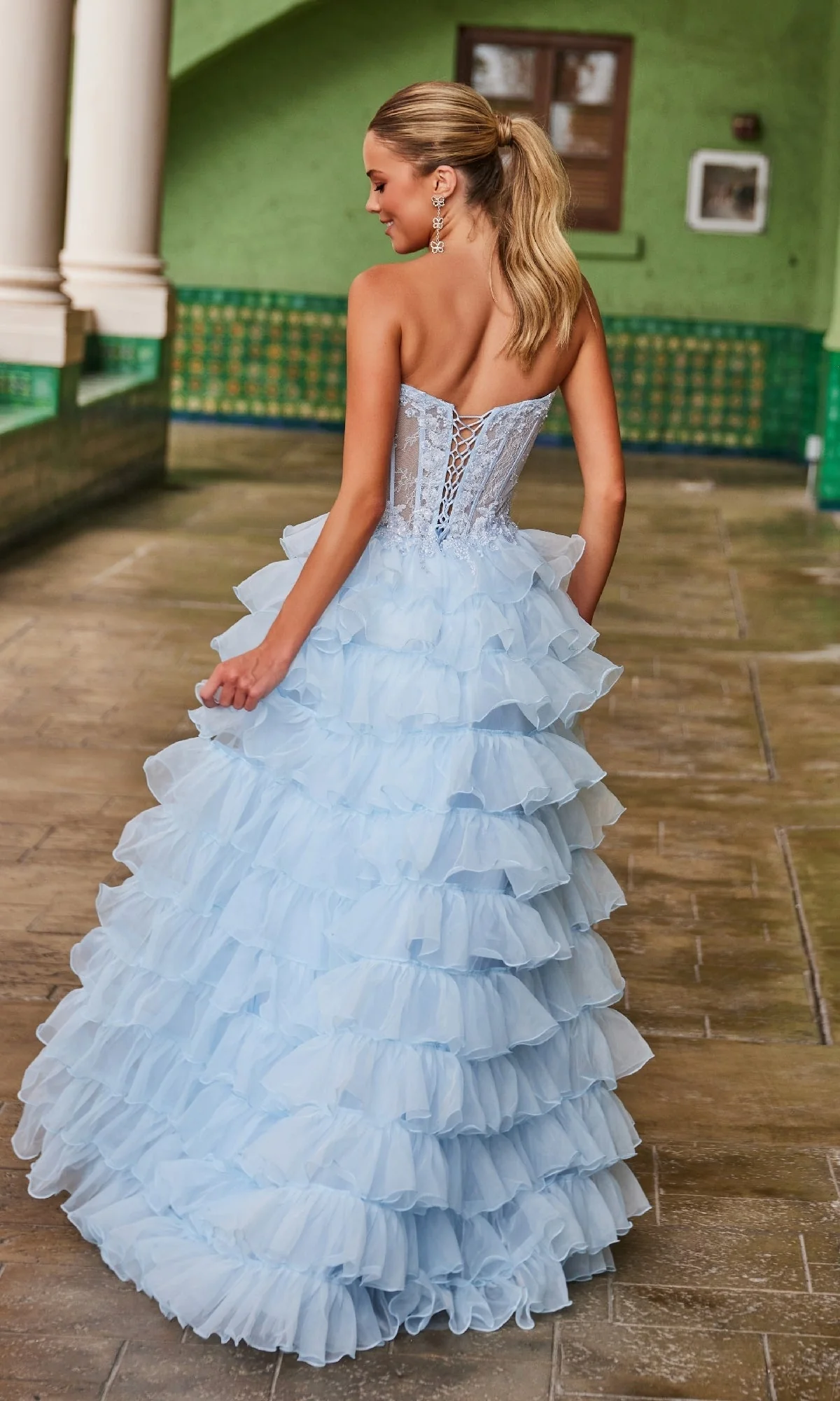 Nox Anabel R1688 Strapless Ruffled Prom Ball Gown - Image 2