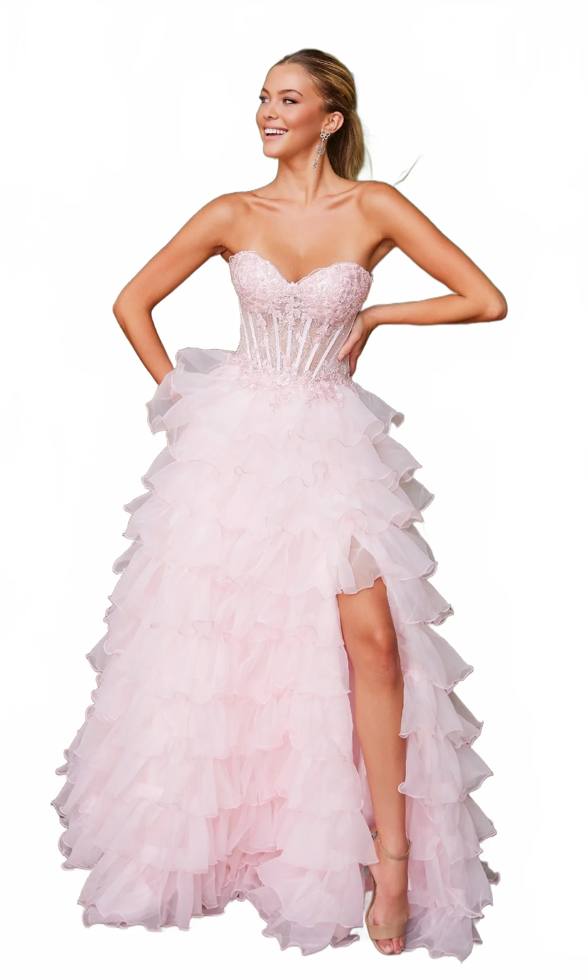 Nox Anabel R1688 Strapless Ruffled Prom Ball Gown - Image 29