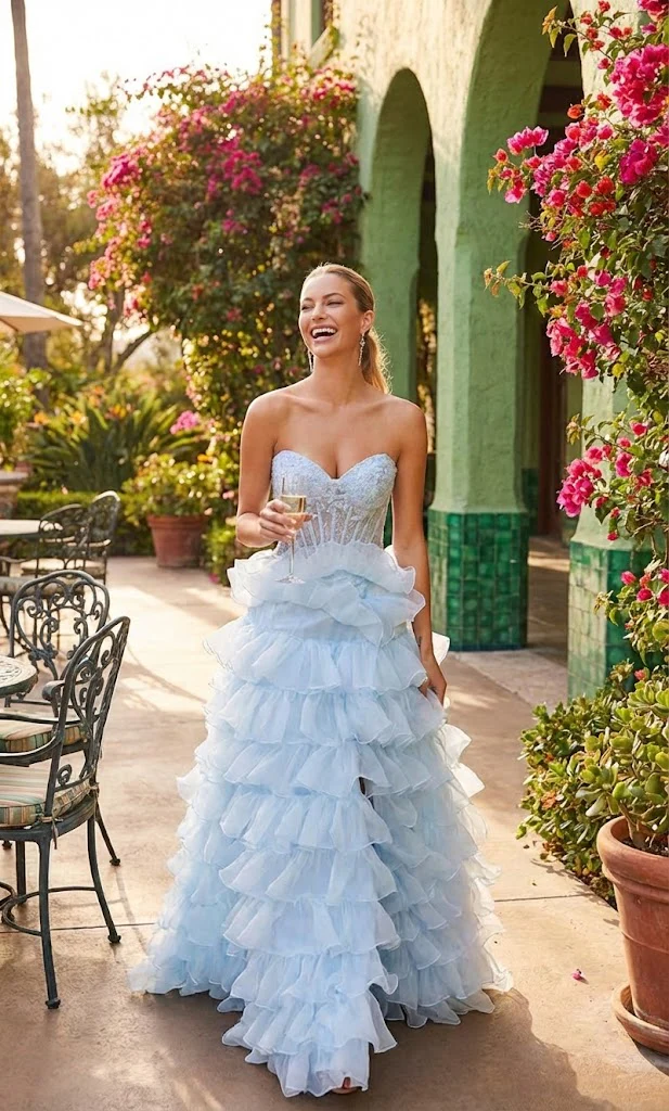 Nox Anabel R1688 Strapless Ruffled Prom Ball Gown - Image 3