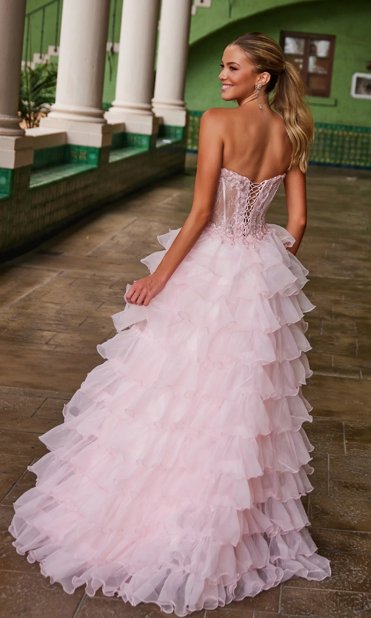Nox Anabel R1688 Strapless Ruffled Prom Ball Gown - Image 4