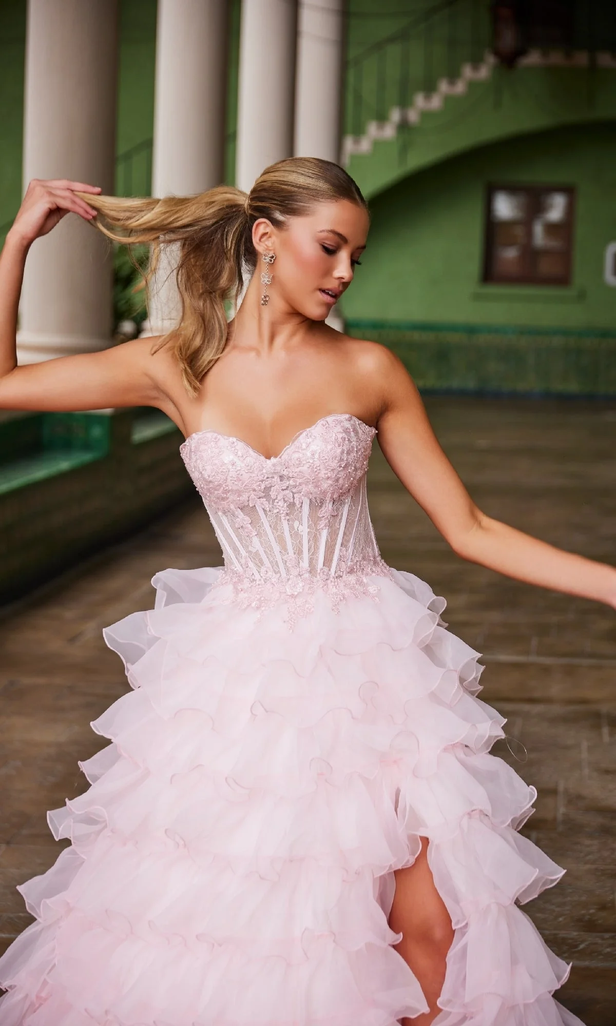 Nox Anabel R1688 Strapless Ruffled Prom Ball Gown - Image 5