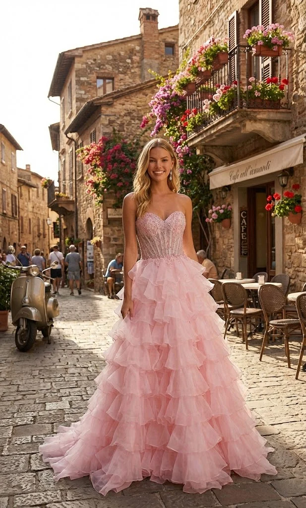 Nox Anabel R1688 Strapless Ruffled Prom Ball Gown - Image 9