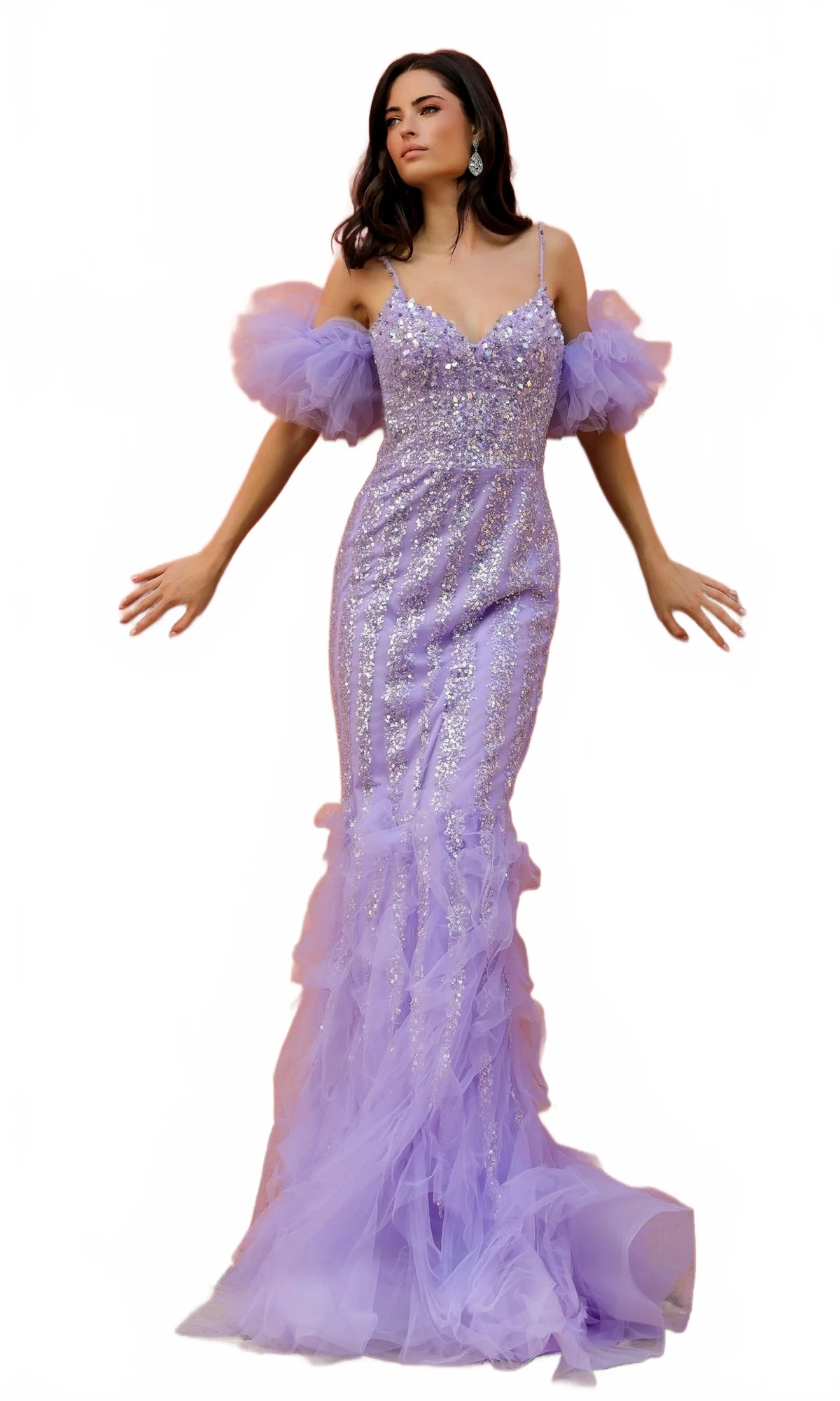 Nox Anabel Y1476 Periwinkle Chic Puff-Sleeve Long Prom Dress - Image 3