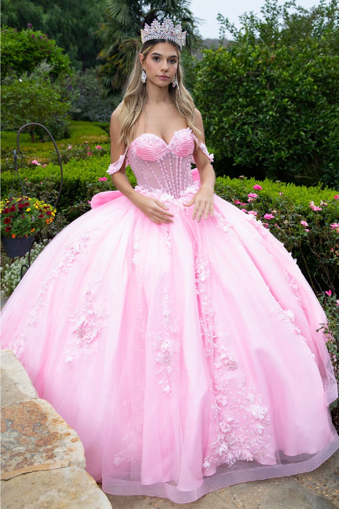 Off Shoulder Sweetheart Quinceanera Dress Bow Embroidered Ball Gown by GLS Gloria GL3576 - Image 11