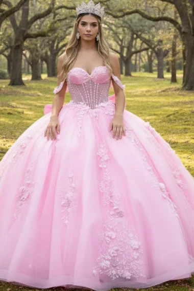 Off Shoulder Sweetheart Quinceanera Dress Bow Embroidered Ball Gown by GLS Gloria GL3576 - Image 4