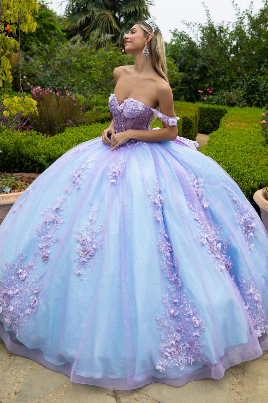 Off Shoulder Sweetheart Quinceanera Dress Bow Embroidered Ball Gown by GLS Gloria GL3576 - Image 6