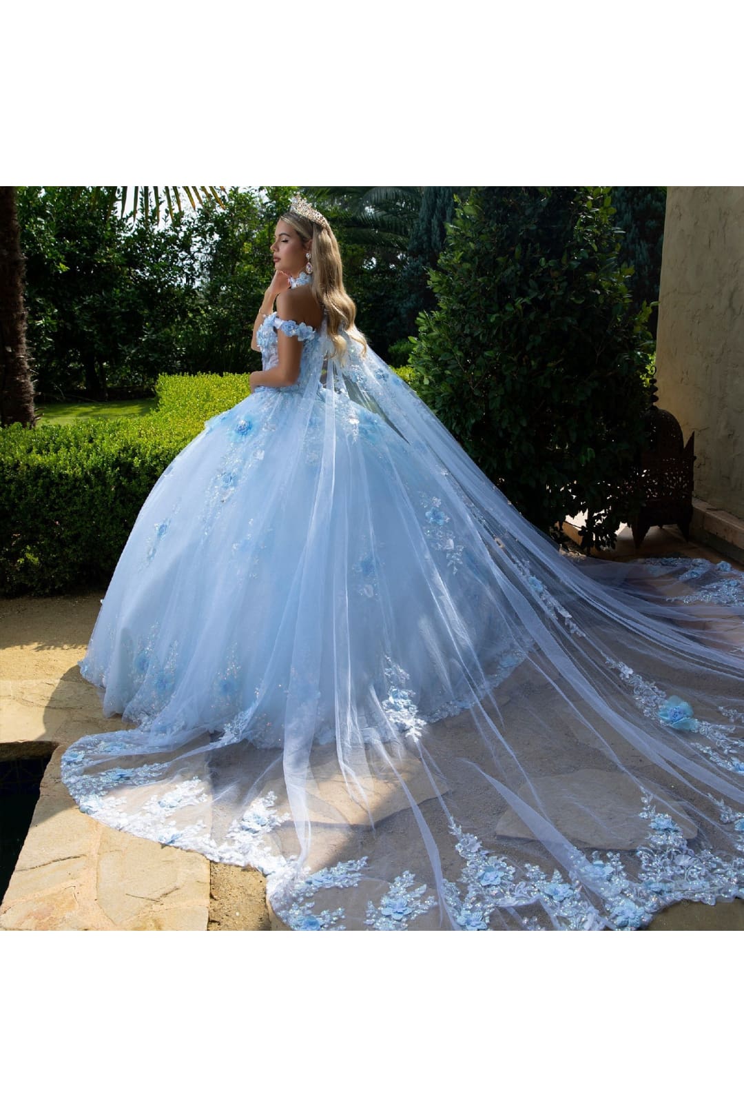 Off Shoulder Cape Ball Gown by GLS Gloria GL3611 - Image 6