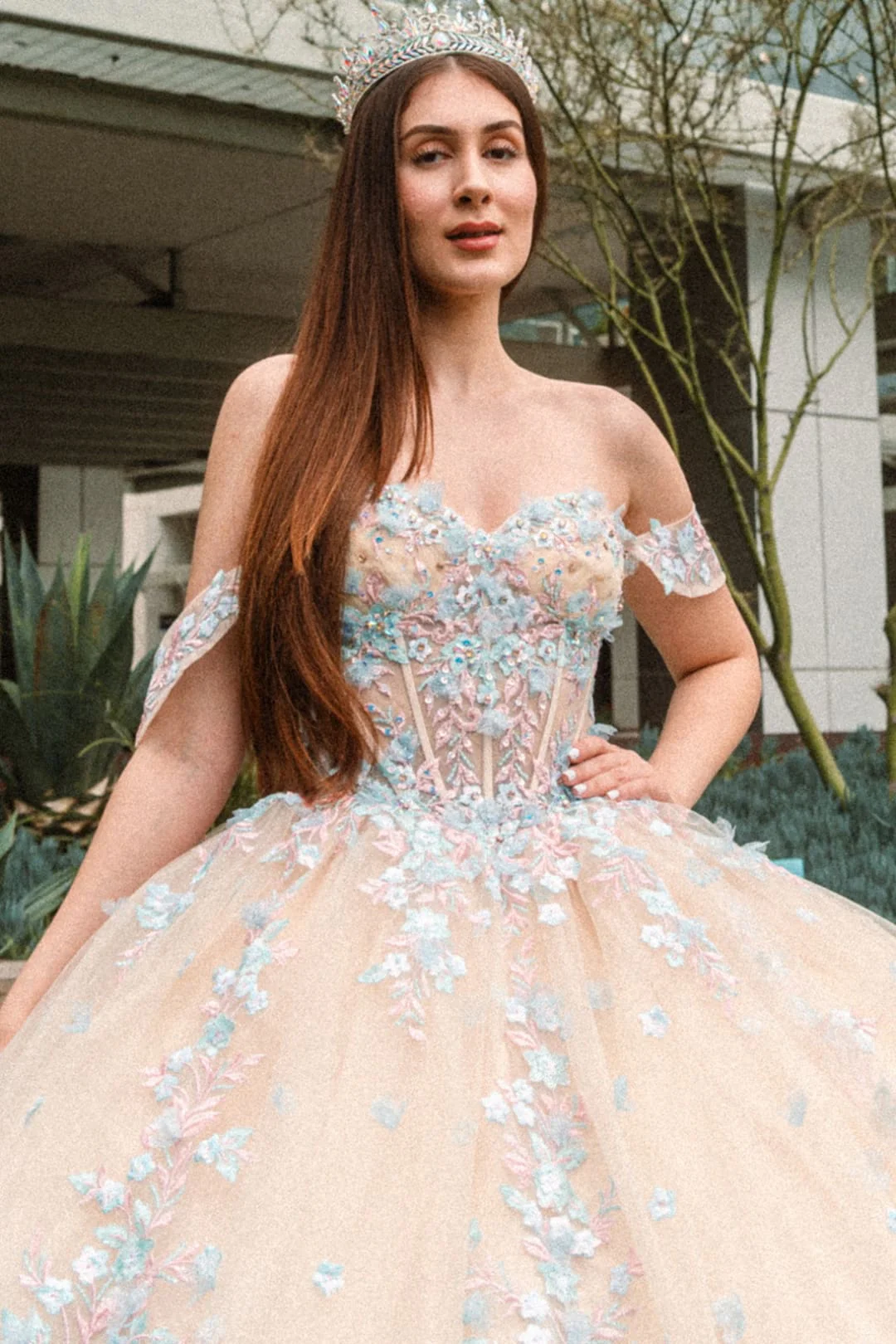 Off Shoulder Corset Ball Gown by GLS Gloria GL3504 - Image 3