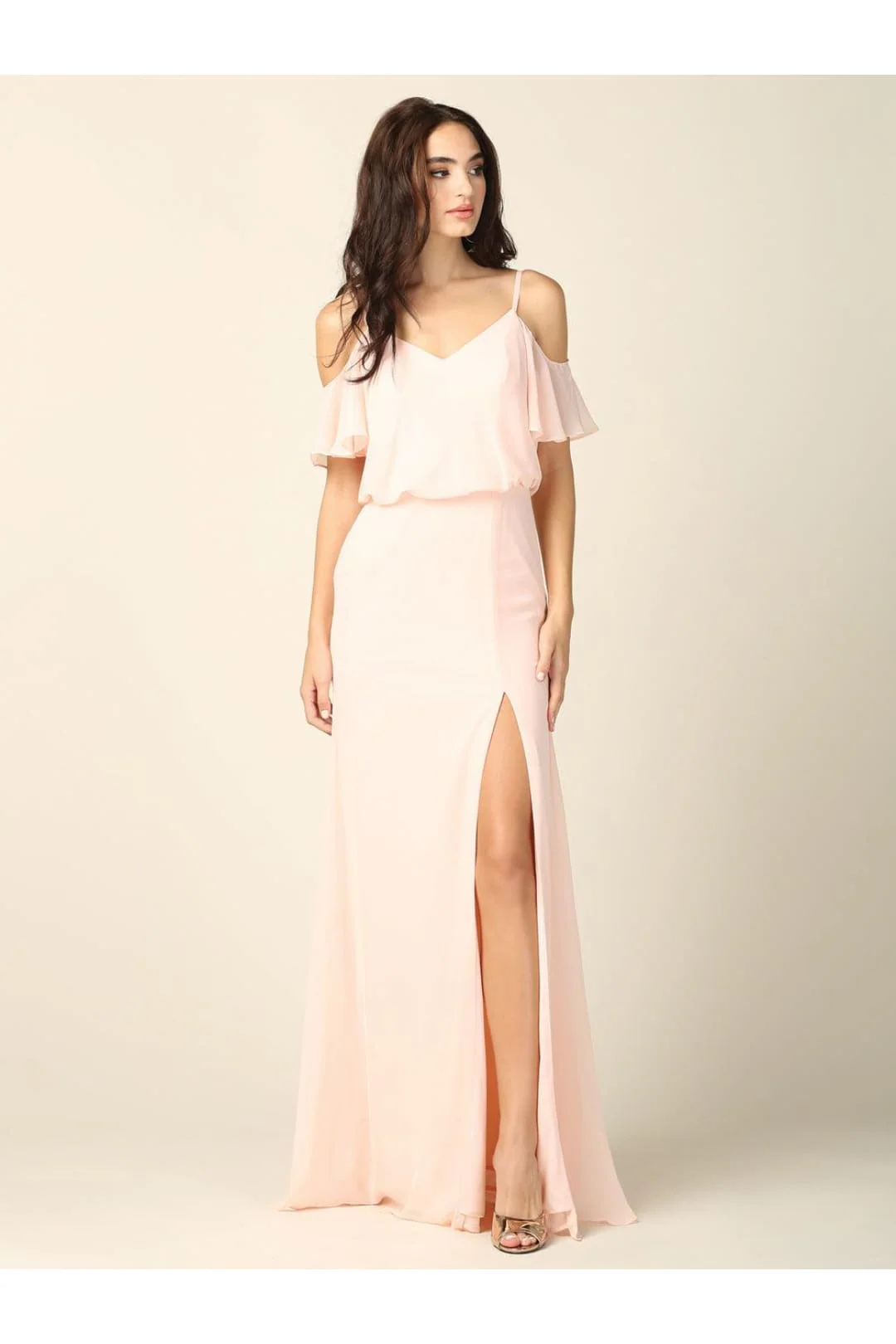 Eva Usa 3333 Off Shoulder Long Bridesmaids Blouson Dress