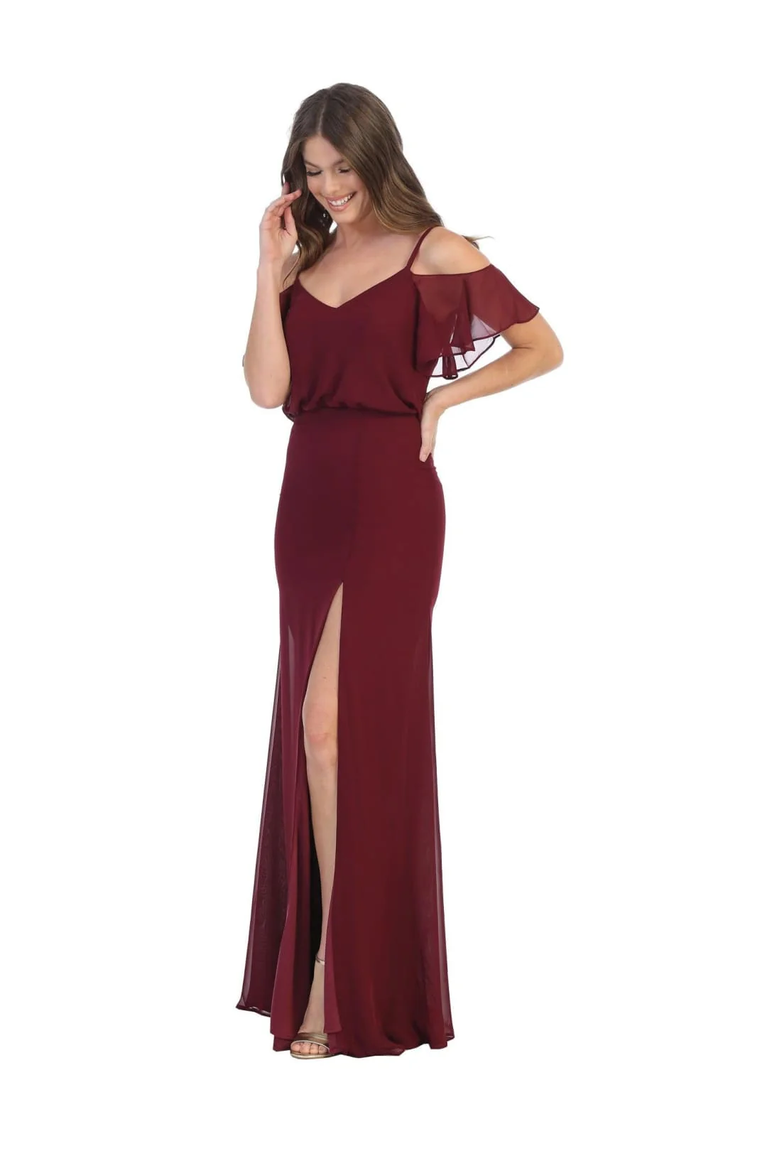 Eva Usa 3333 Off Shoulder Long Bridesmaids Blouson Dress - Image 2