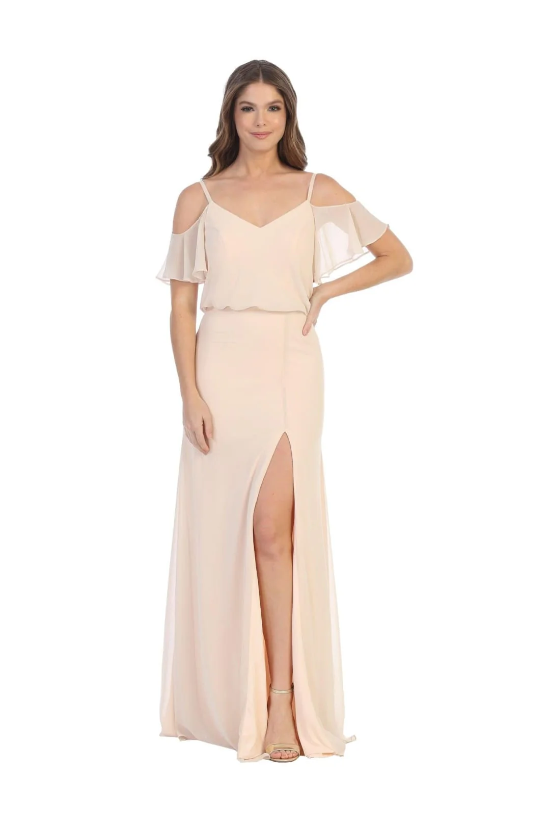 Eva Usa 3333 Off Shoulder Long Bridesmaids Blouson Dress - Image 3