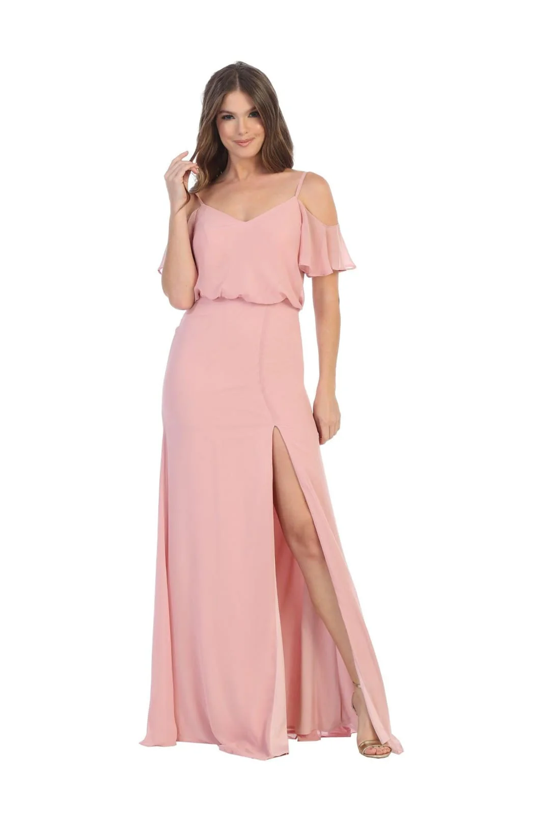 Eva Usa 3333 Off Shoulder Long Bridesmaids Blouson Dress - Image 4