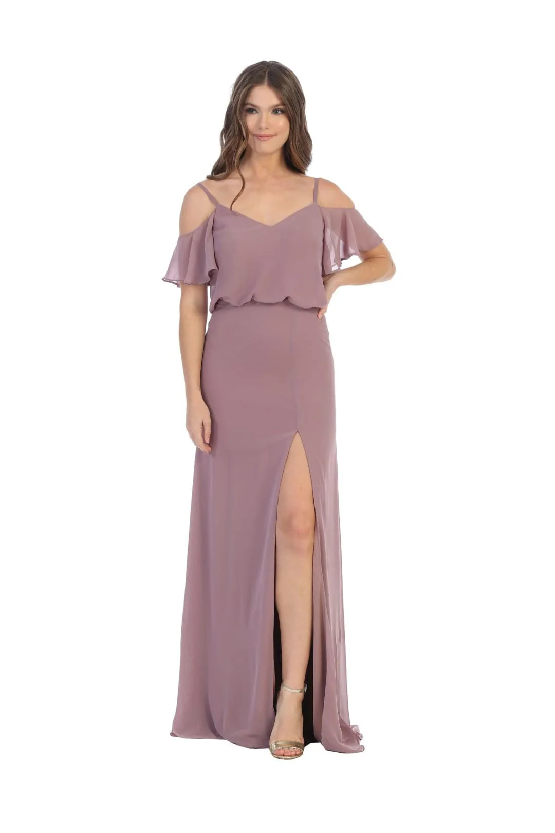 Eva Usa 3333 Off Shoulder Long Bridesmaids Blouson Dress - Image 5