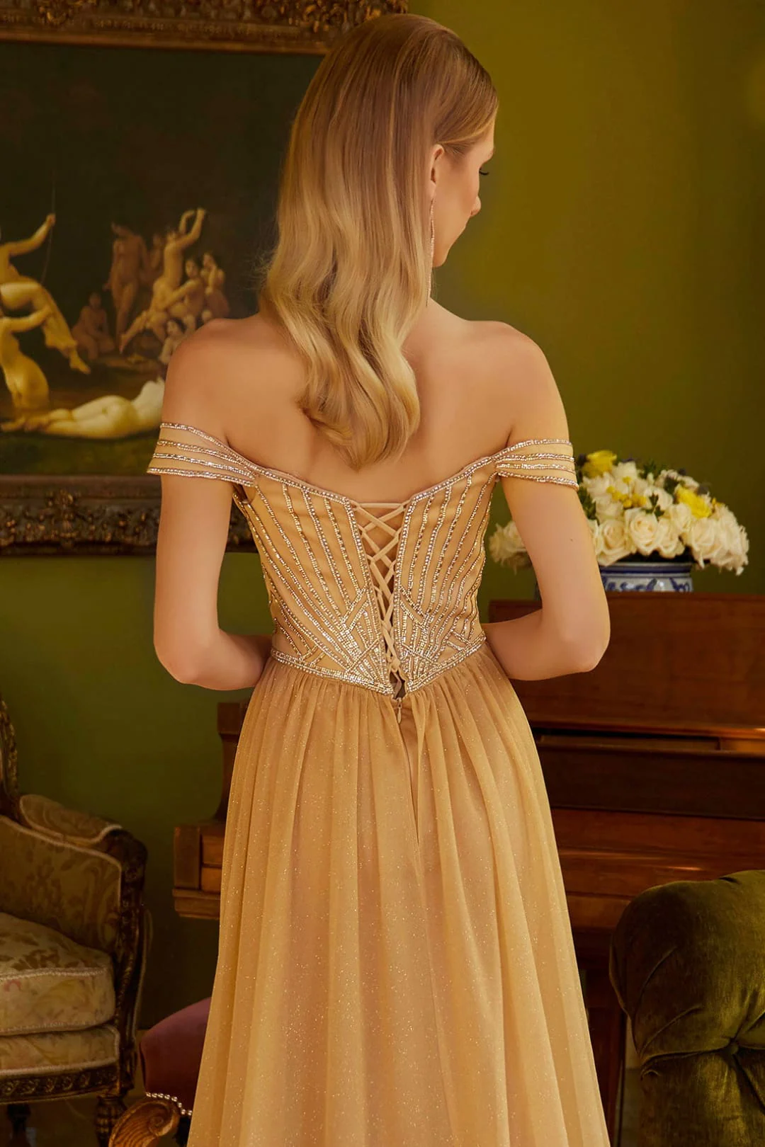 Off Shoulder Overskirt Gown by GLS Gloria GL3557 - Image 4