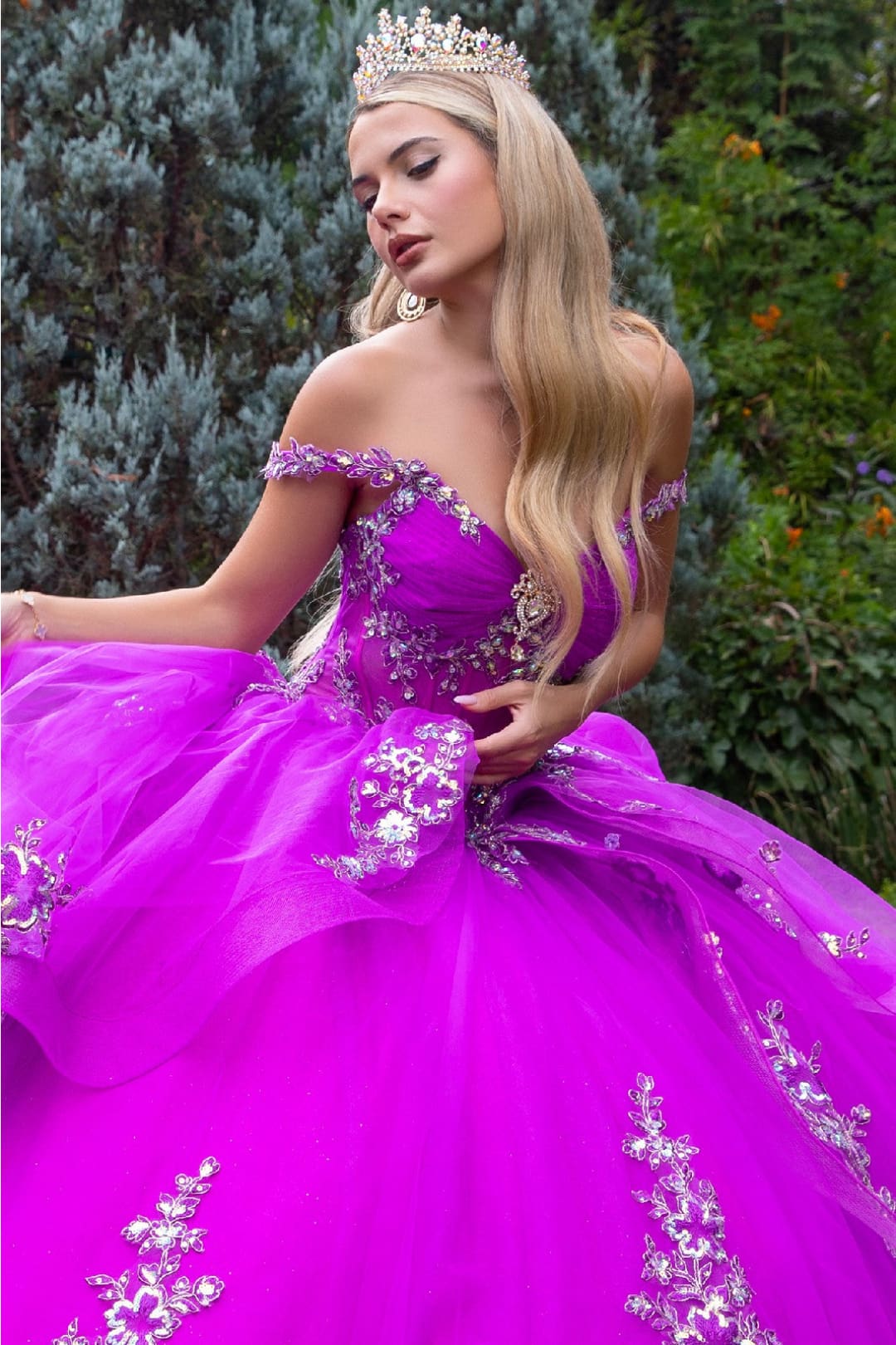 Off Shoulder Ruffled Ball Gown by GLS Gloria GL3548 - Image 3