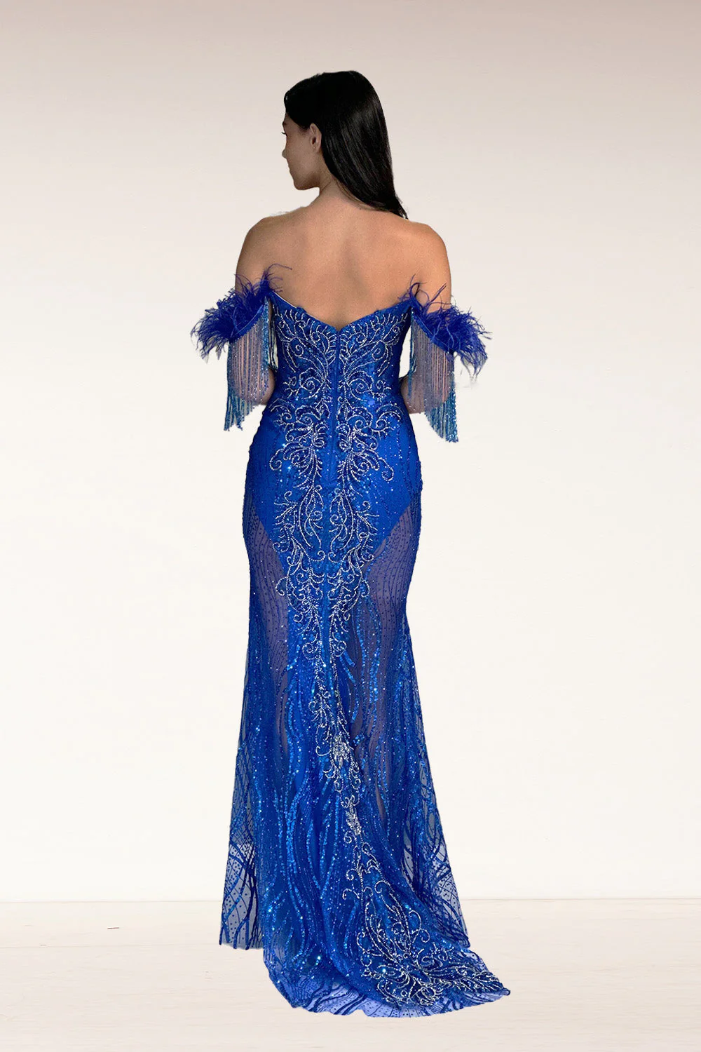 Off Shoulder Sheer Mermaid Dress by Lucci Lu C8119 - Image 7