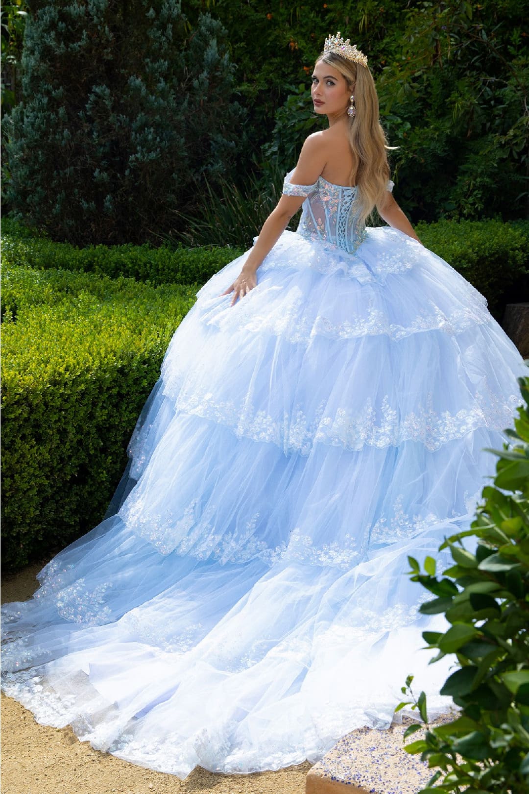 Off Shoulder Tiered Ball Gown by GLS Gloria GL3612 - Image 2