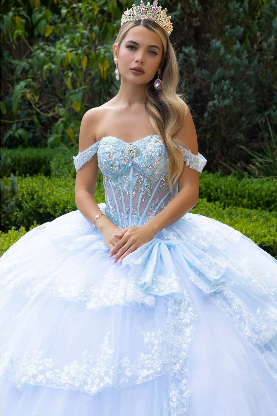 Off Shoulder Tiered Ball Gown by GLS Gloria GL3612 - Image 3