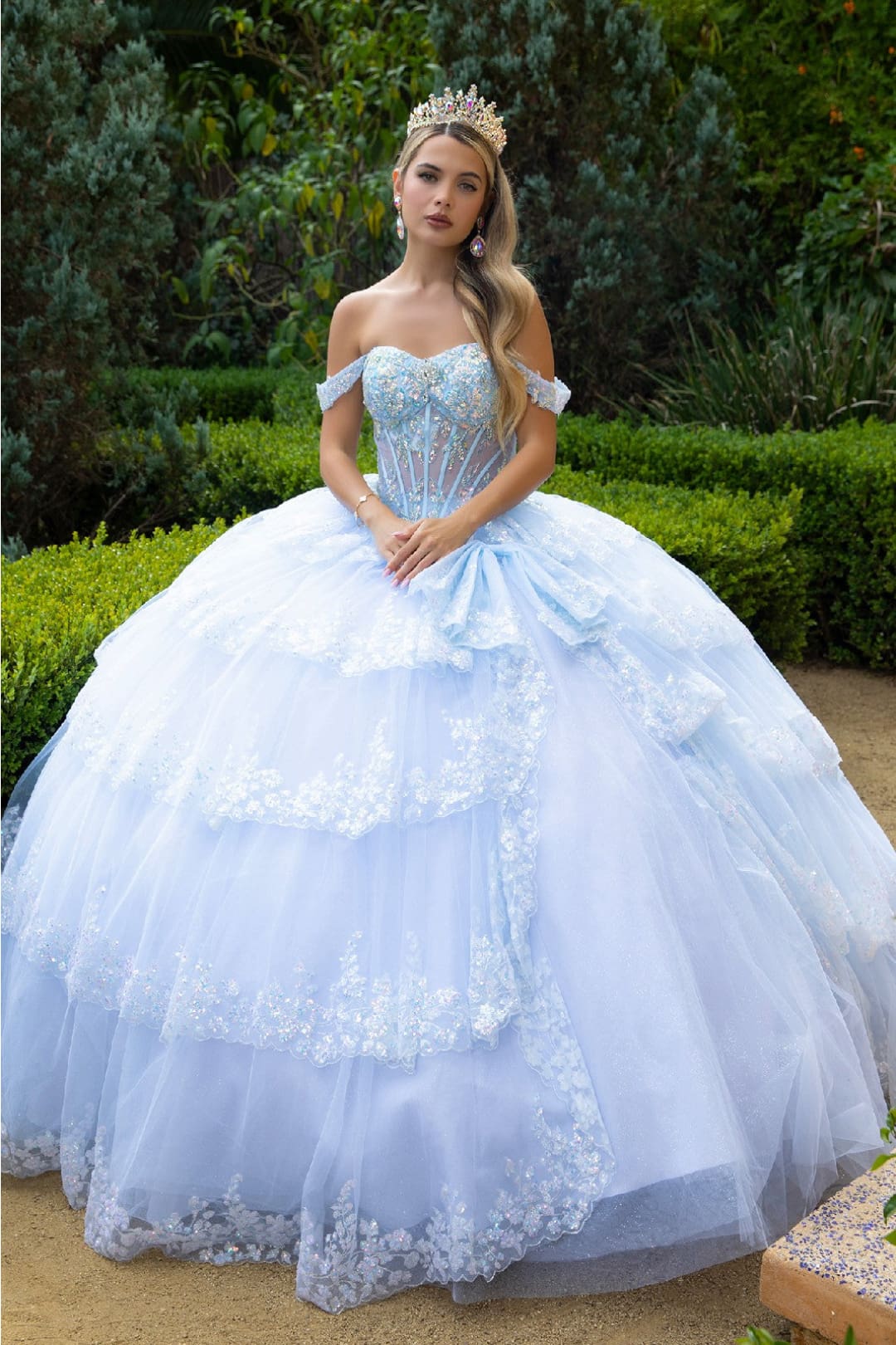 Off Shoulder Tiered Ball Gown by GLS Gloria GL3612 - Image 5