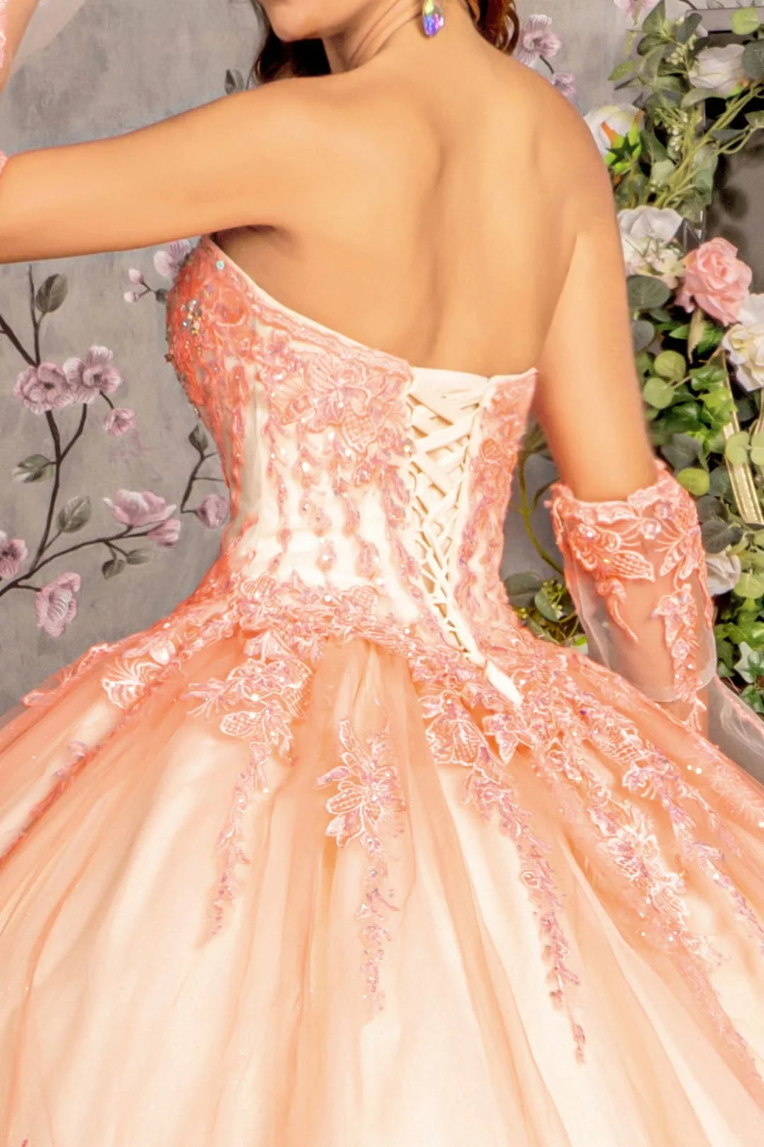 Applique Strapless Bell Sleeve Ball Gown by GLS Gloria GL3235 - Image 4