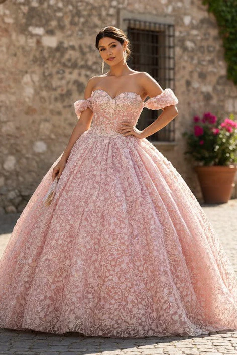 Pink & White Ball Gown by Elizabeth KGL3019 - Image 3