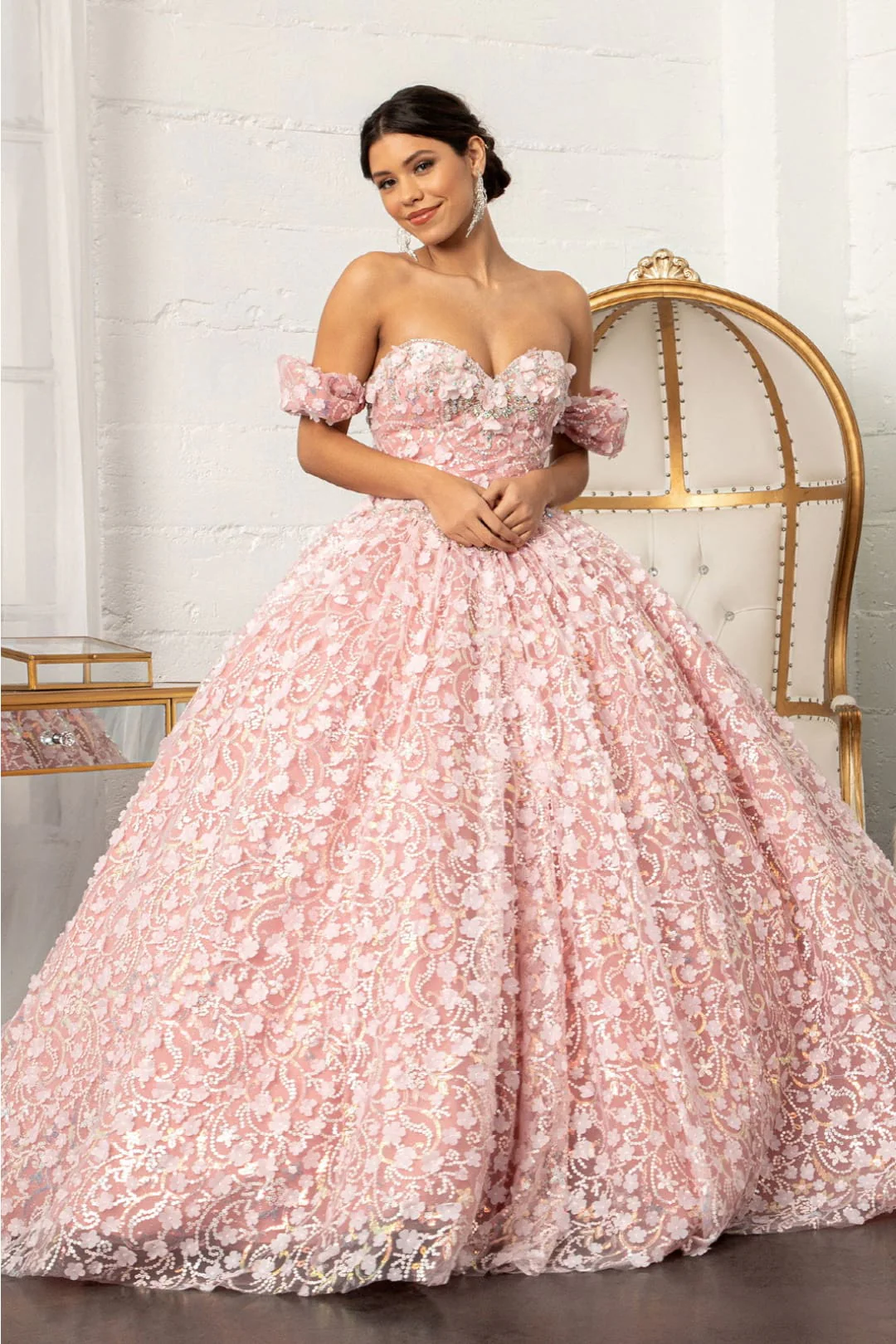 Pink & White Ball Gown by Elizabeth KGL3019 - Image 6