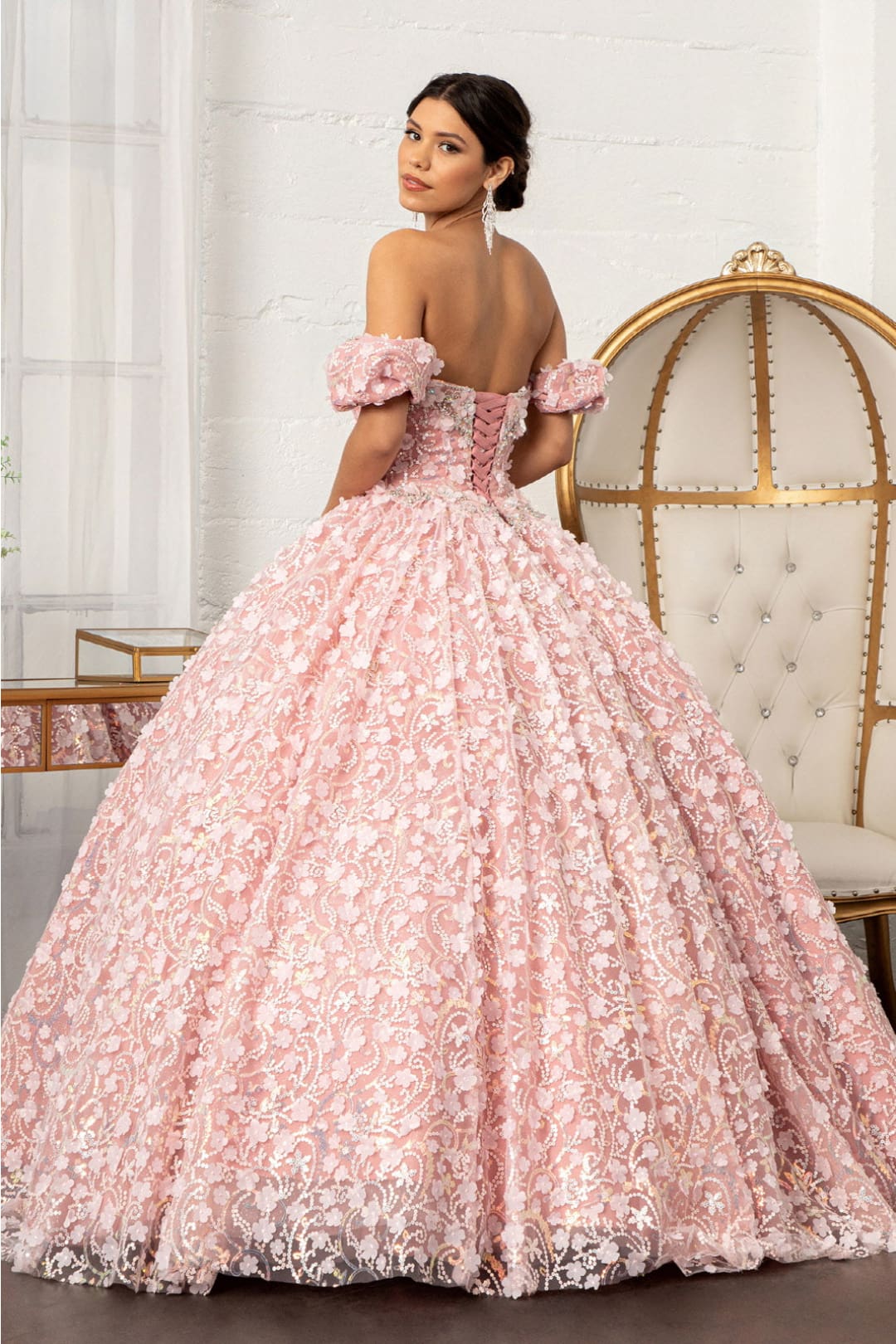 Pink & White Ball Gown by Elizabeth KGL3019 - Image 7
