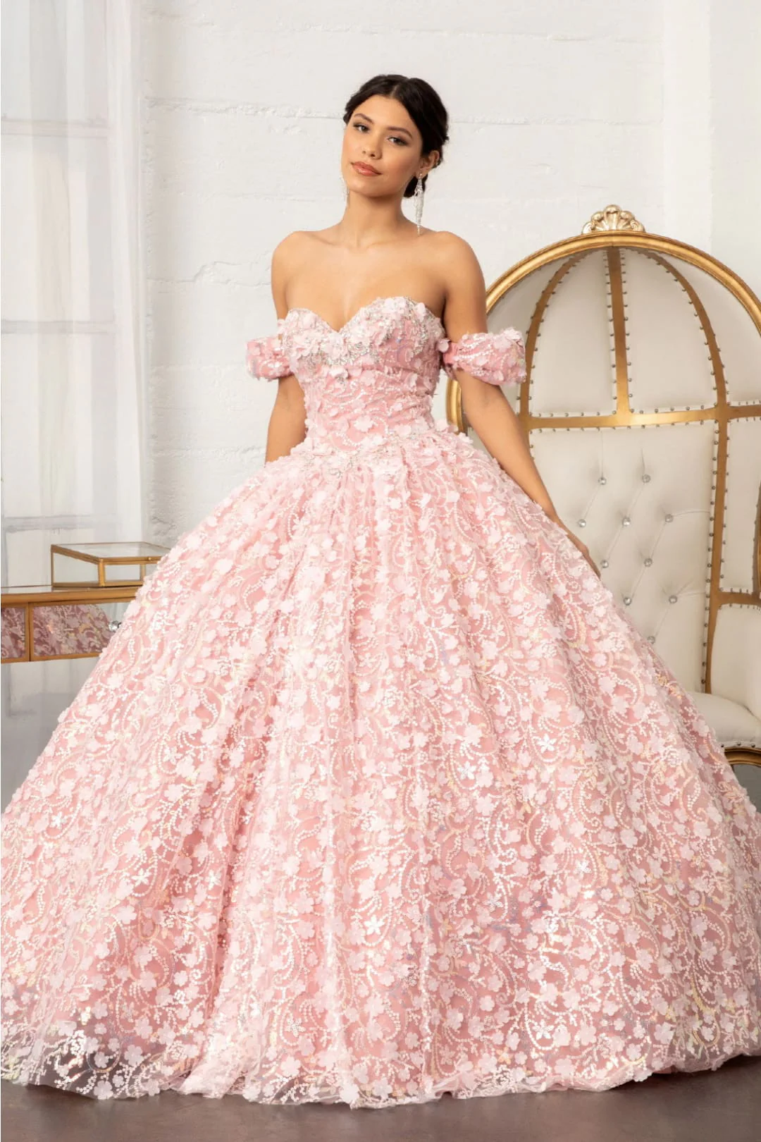 Pink & White Ball Gown by Elizabeth KGL3019 - Image 9