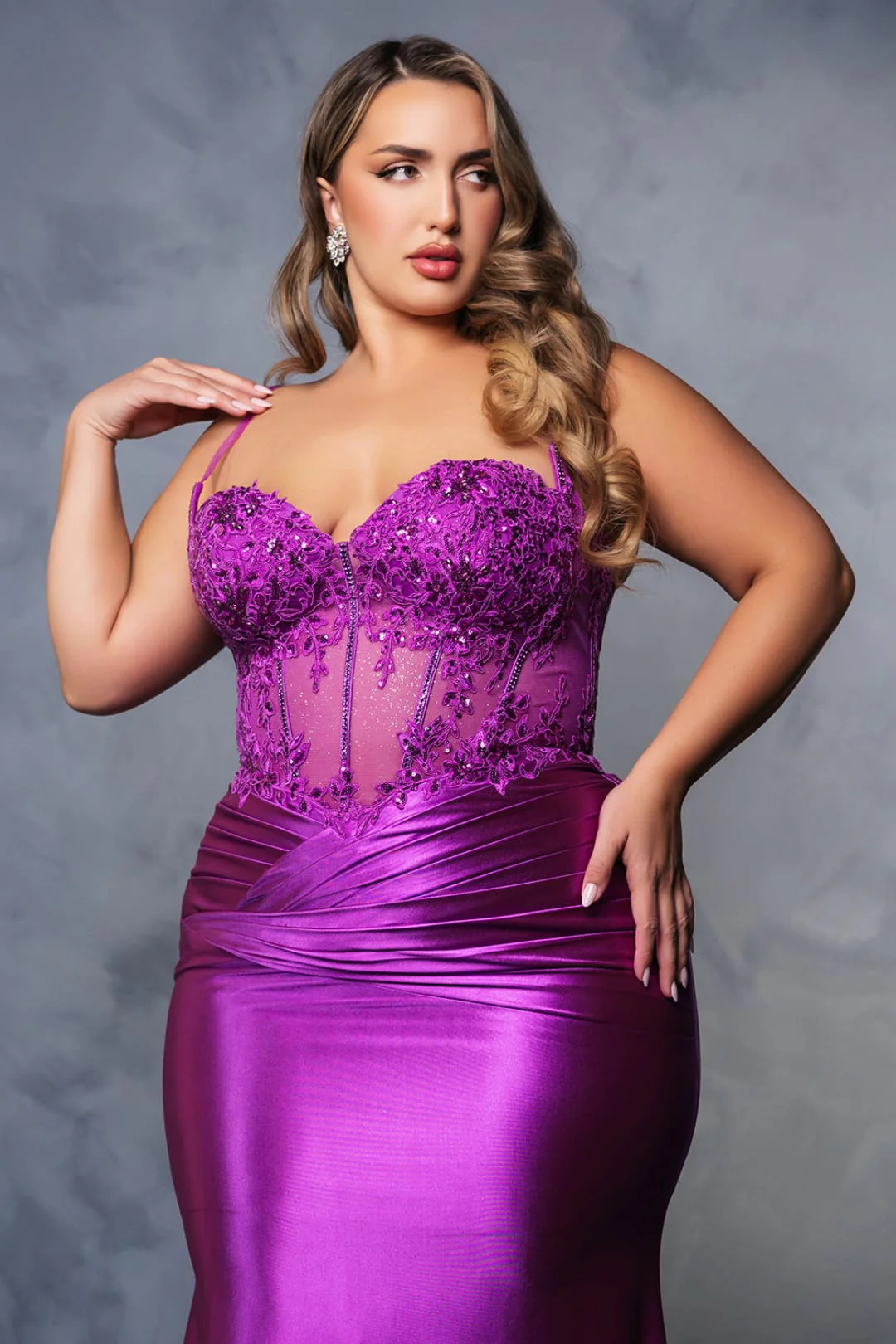 Plus Size Long Evening Gown Maxi Formal Dress for Women By May Queen MQ2139 - Image 9