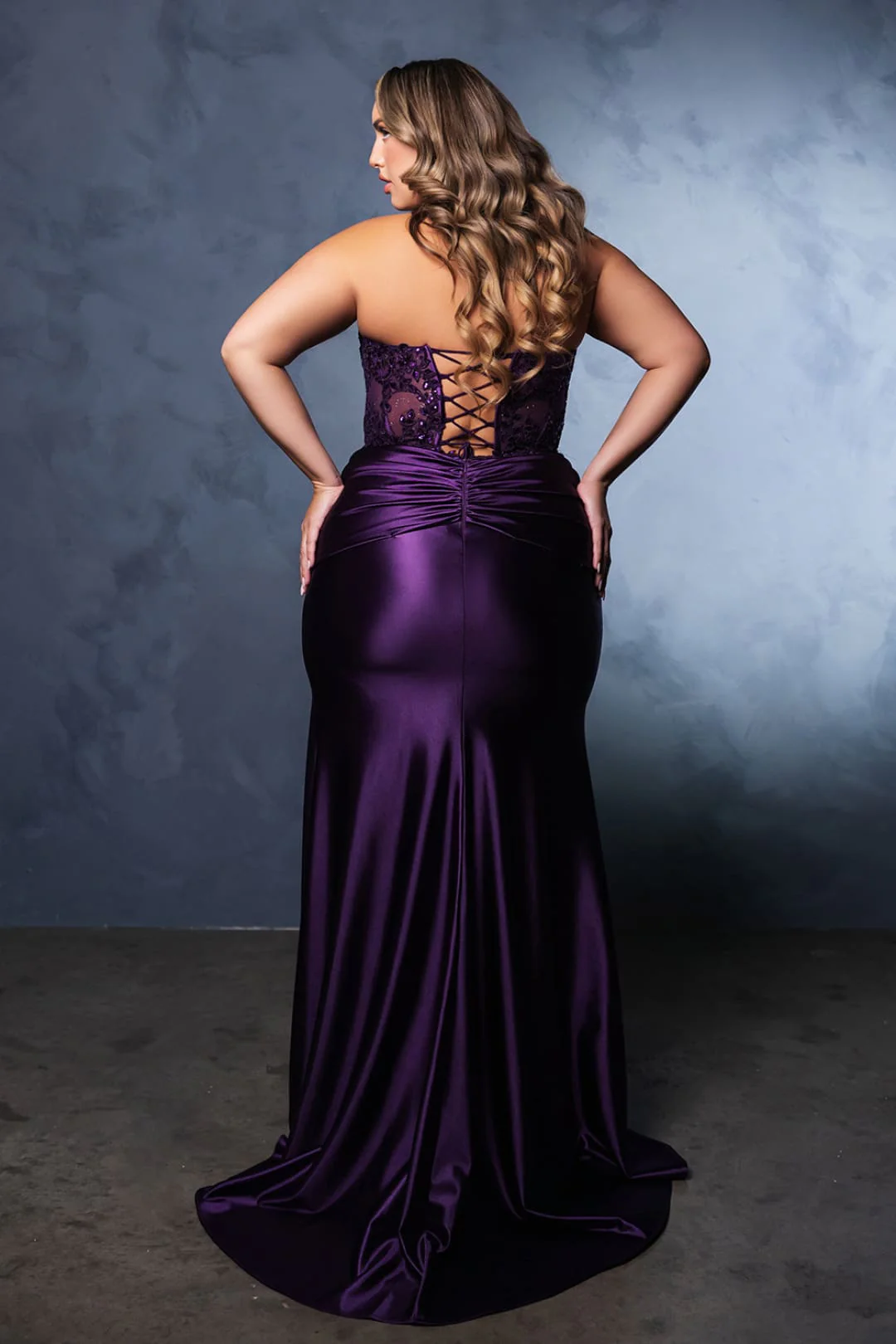 Plus Size Long Evening Gown Maxi Formal Dress for Women By May Queen MQ2140 - Image 3
