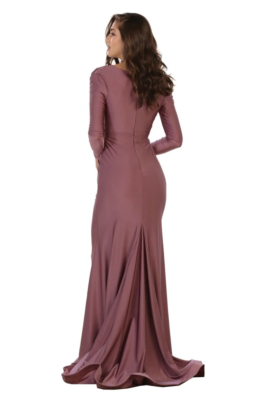 Plus Size Mother Of Bride Dress Ruched Long Sleeve Formal Gown - Image 11