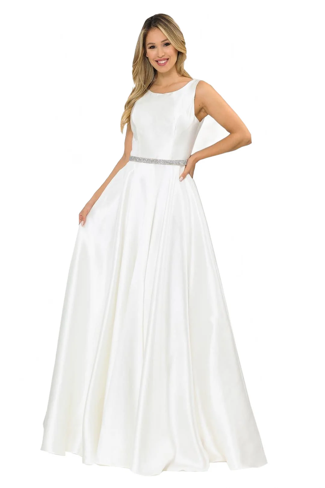 Poly USA 8678 Simple Mikado Sleeveless Wedding Destination Formal Gown - Image 4