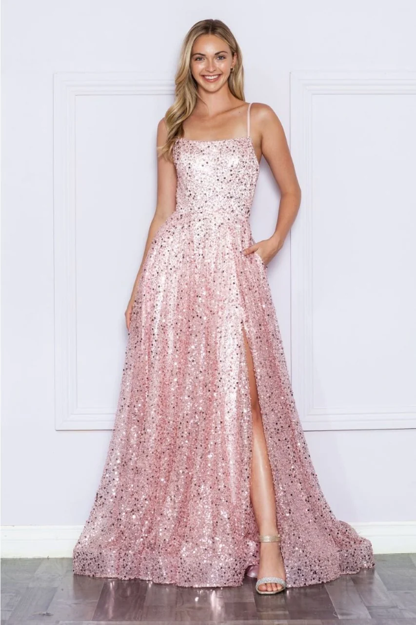Poly USA 9290 Side Pockets A-Line Pageant Dress - Image 4