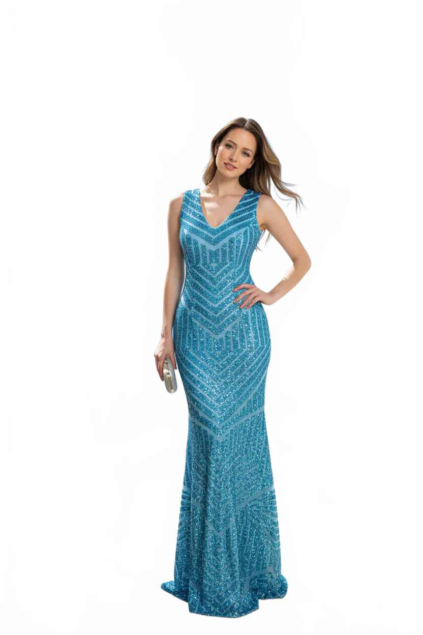 Powder Blue Bridesmaid Dresses-Inexpensive Lenovia USA 5150 Mermaid Long - Image 7