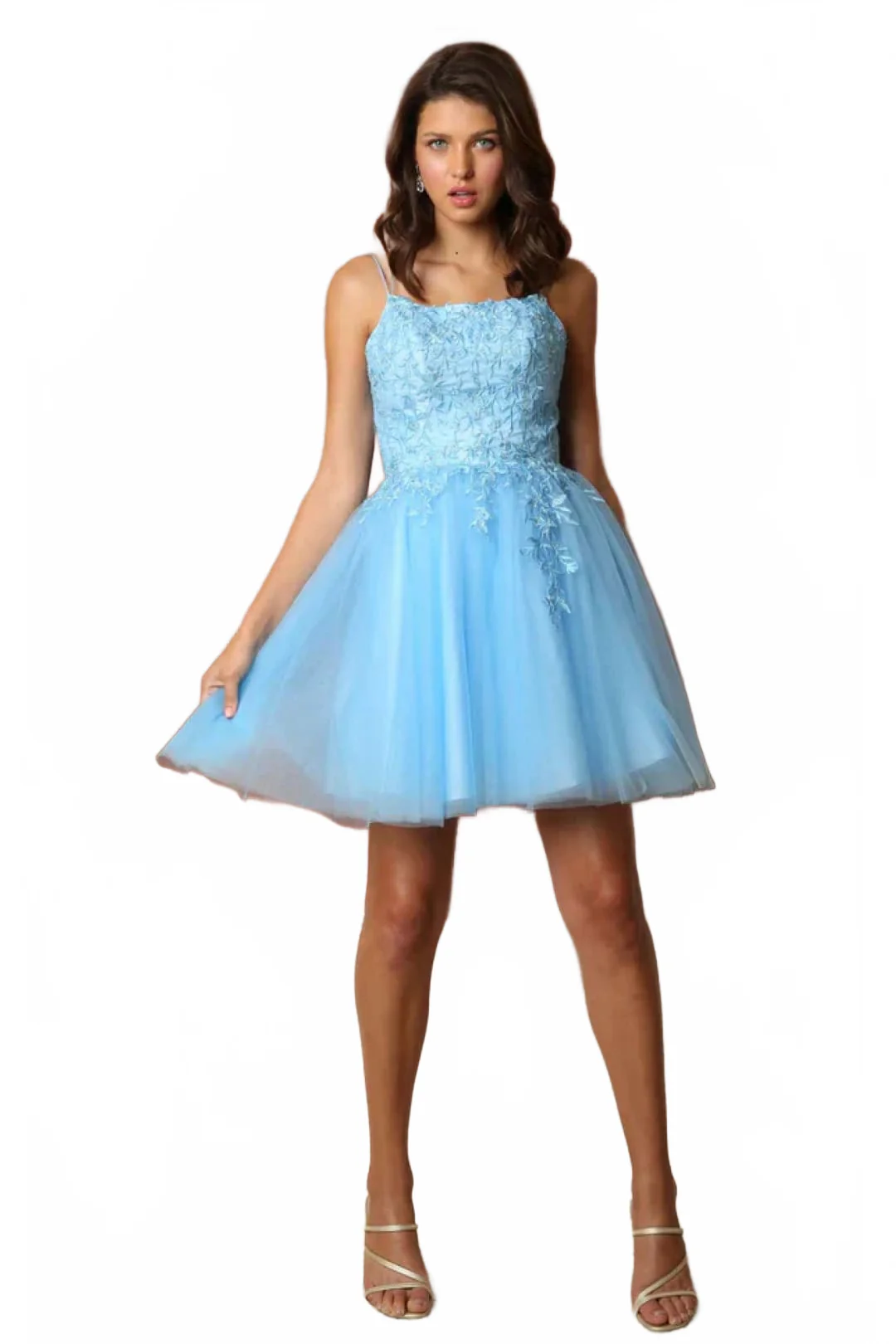 Nox Anabel T718 Powder Blue Inexpensive Short A-Line Bridesmaid Dress - Image 4