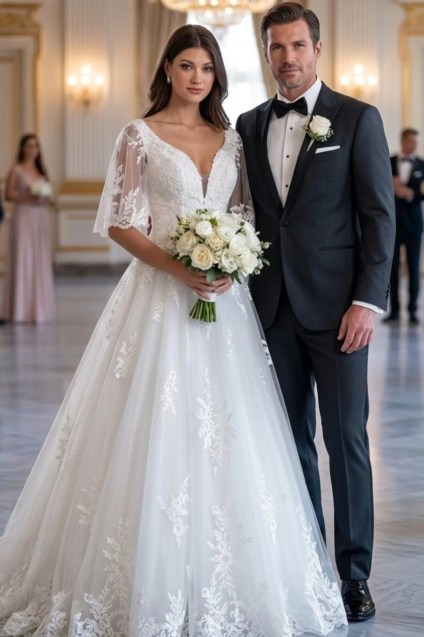 Primavera Couture 11134 Long Bridal A-Line Lace Applique Wedding Dress - Image 4