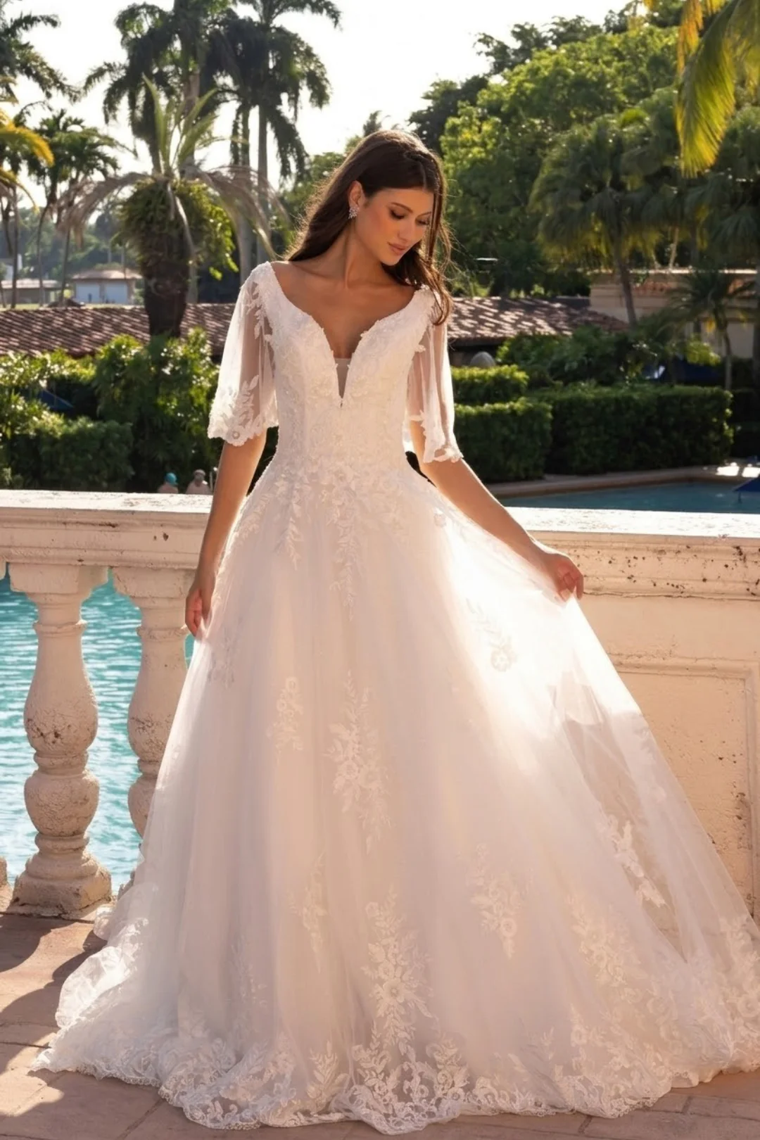 Primavera Couture 11134 Long Bridal A-Line Lace Applique Wedding Dress - Image 6