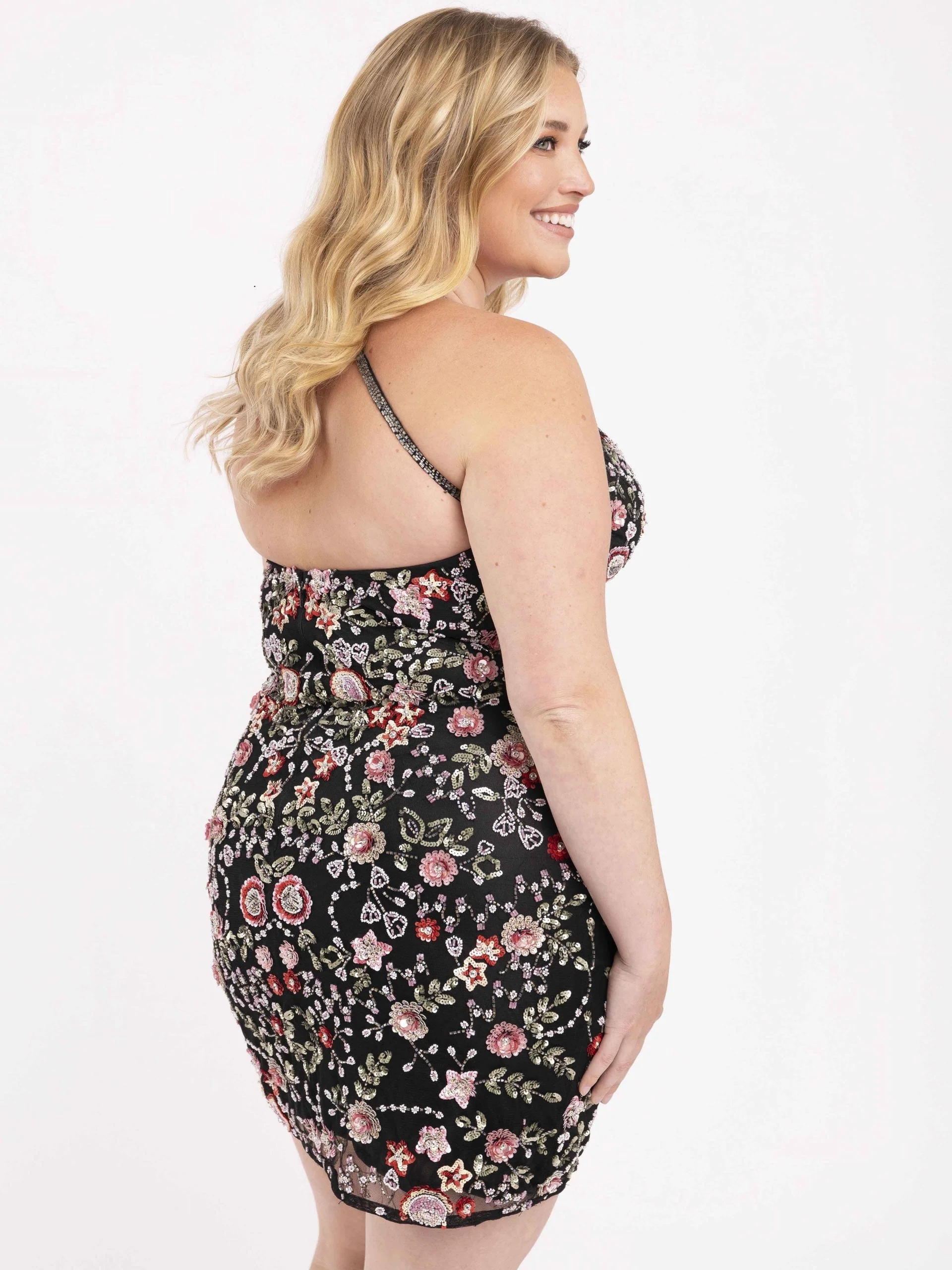 Primavera Couture 14060 Plus Size Short Fitted Floral Cocktail Dress - Image 2
