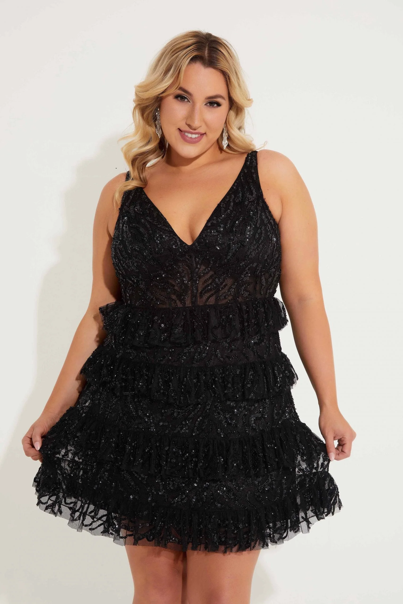 Primavera Couture 14063 Homecoming Plus Size Short Cocktail Sequin Dress - Image 3