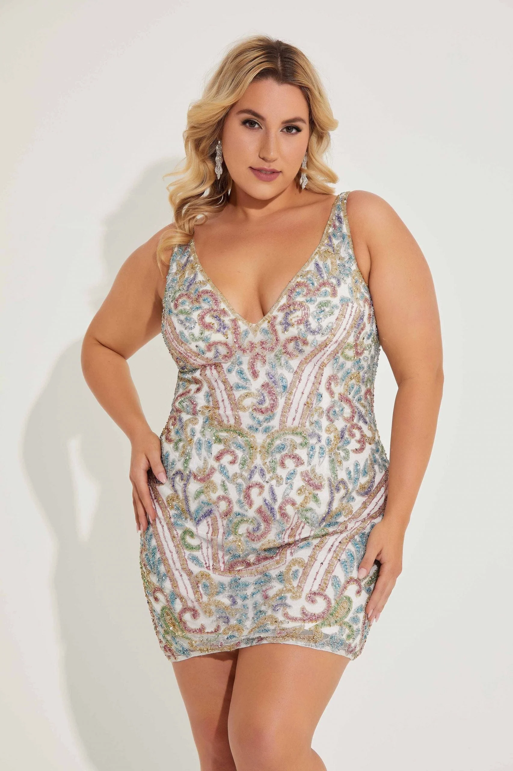 Primavera Couture 14065 Short Cocktail Fitted Plus Size Dress - Image 11